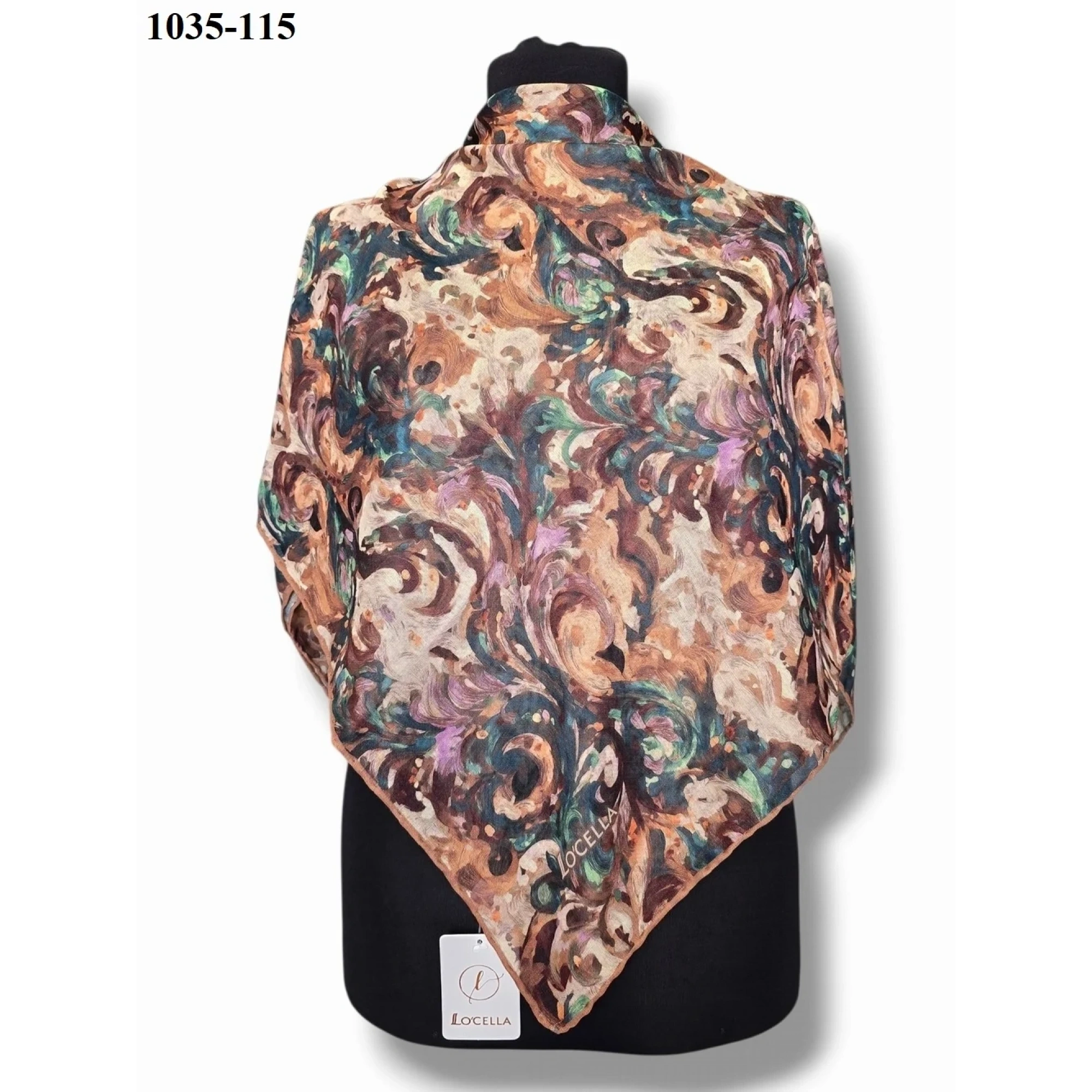 Locella Soft Pamuk Eşarp (kahve-zümrüt) 1035-115