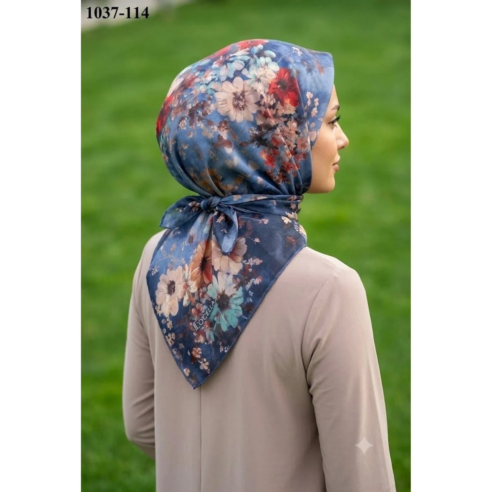 Locella Soft Pamuk Eşarp (Lacivert-Kırmızı) 1037-114