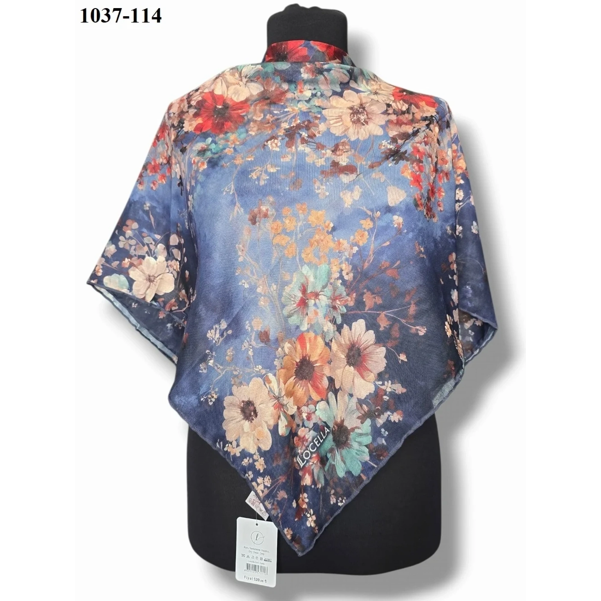 Locella Soft Pamuk Eşarp (Lacivert-Kırmızı) 1037-114