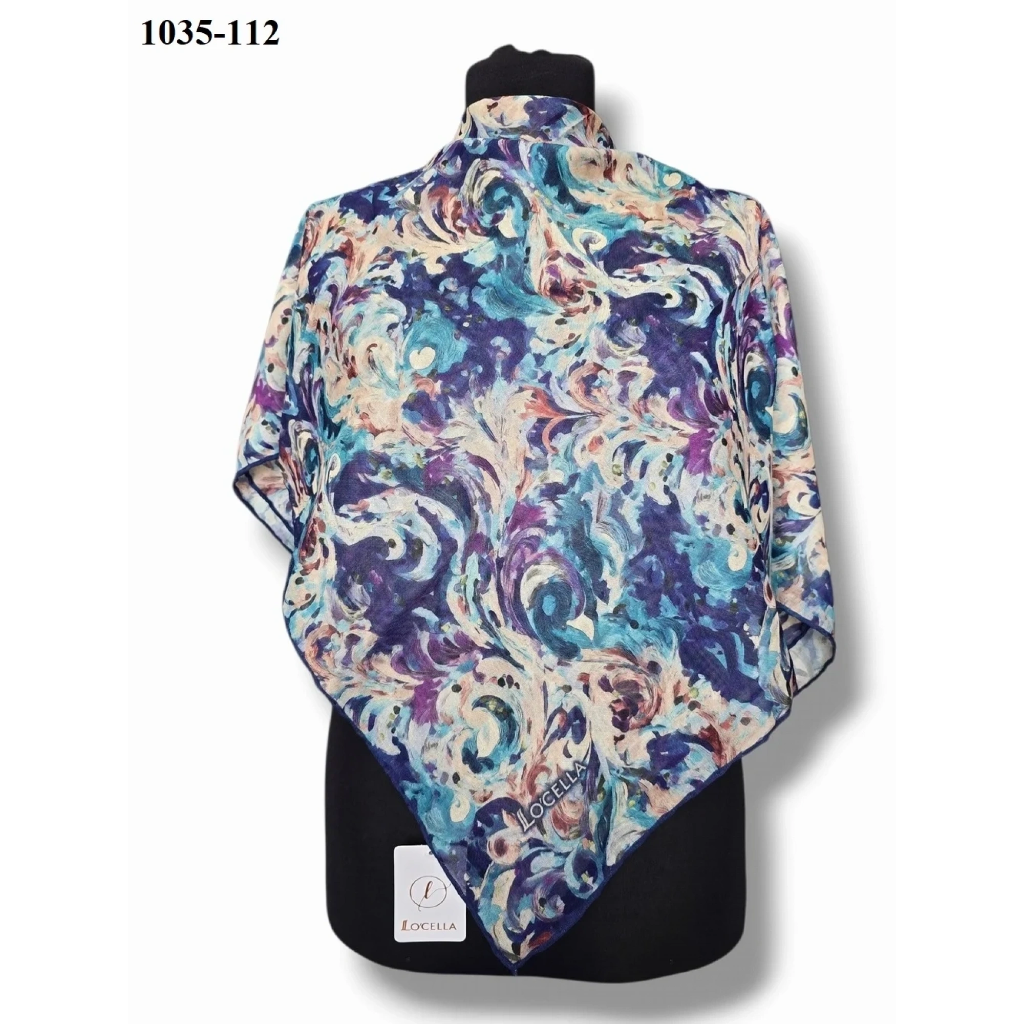 Locella Soft Pamuk Eşarp (lacivert-mint) 1035-112