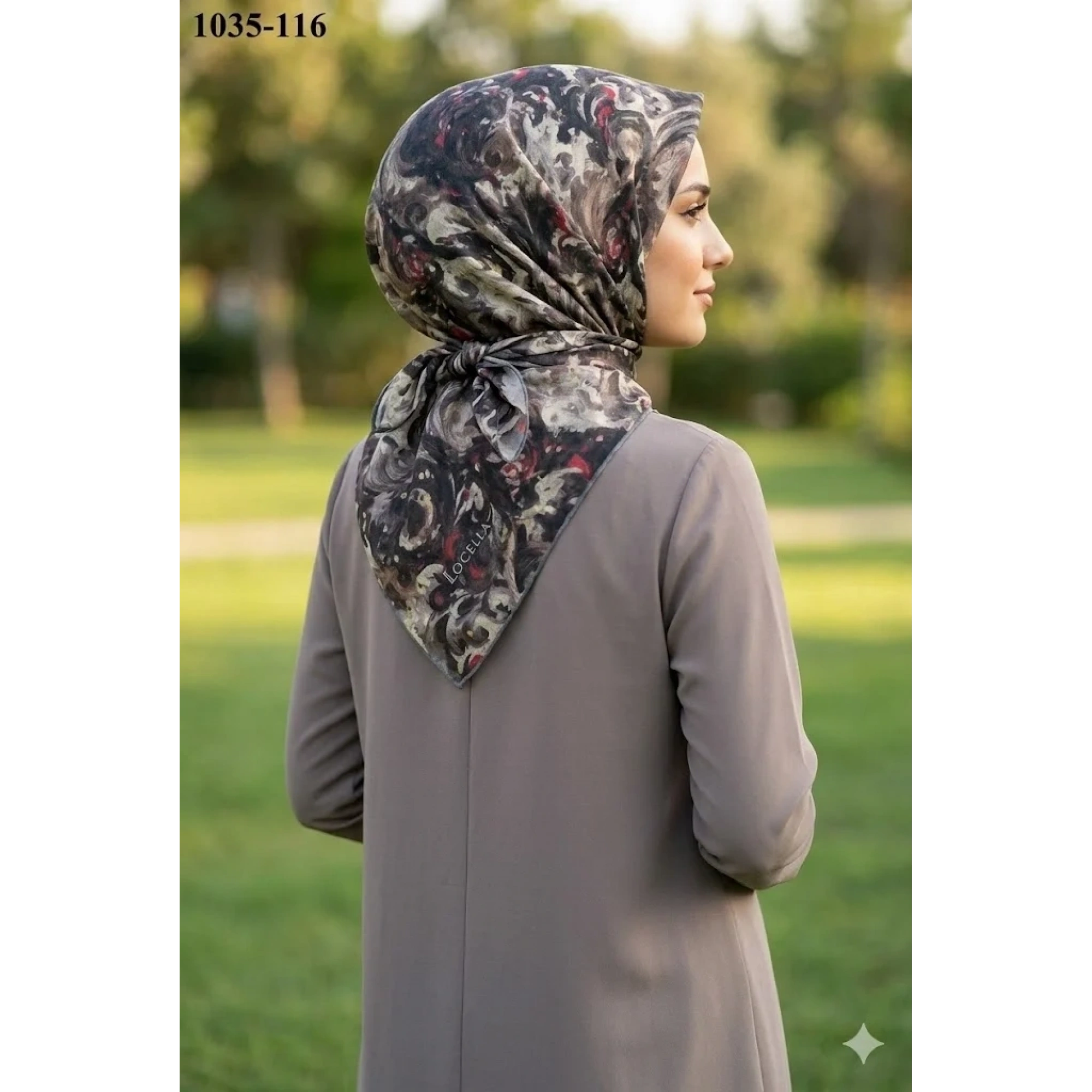 Locella Soft Pamuk Eşarp (siyah-haki) 1035-116