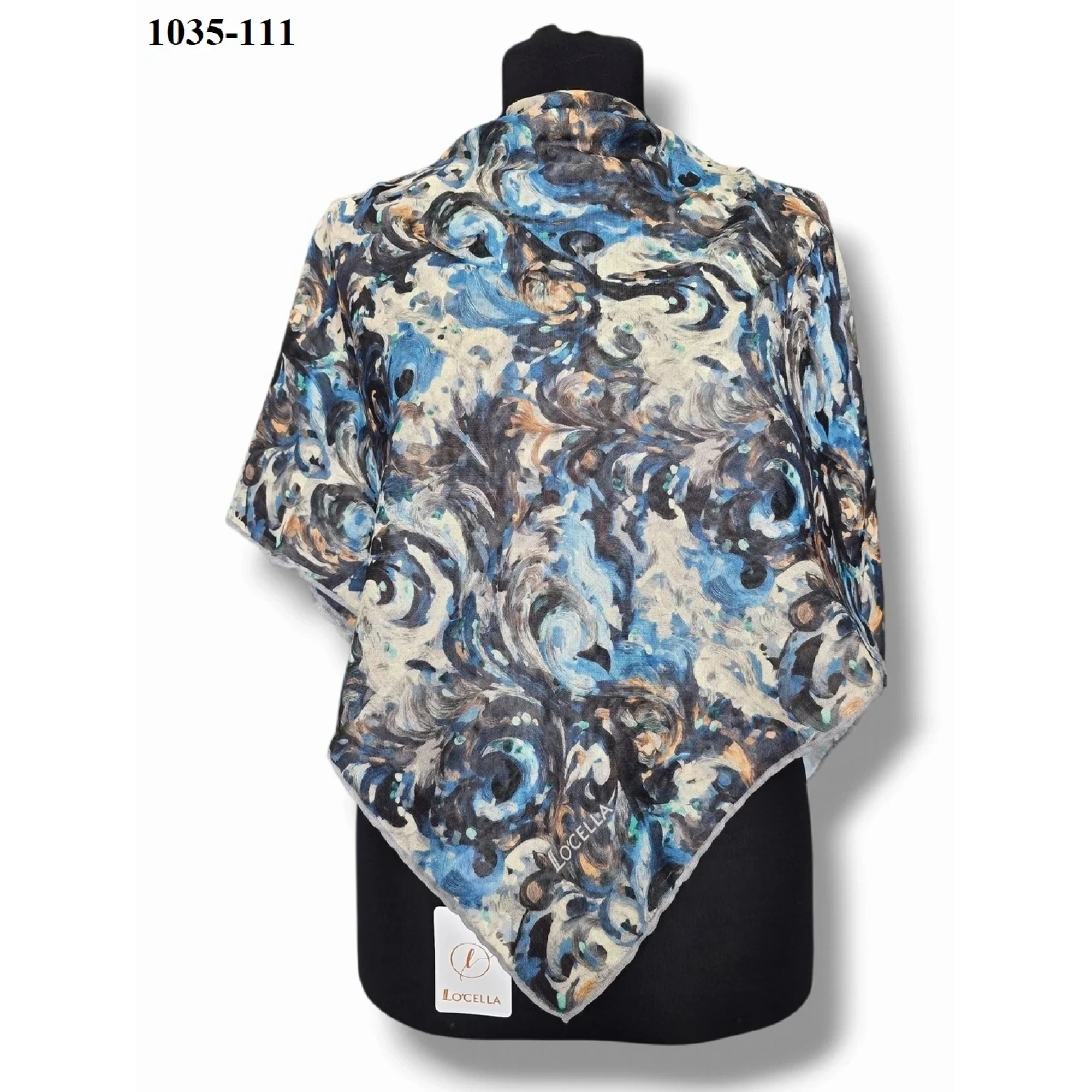 Locella Soft Pamuk Eşarp (Siyah - Mavi) 1035-111