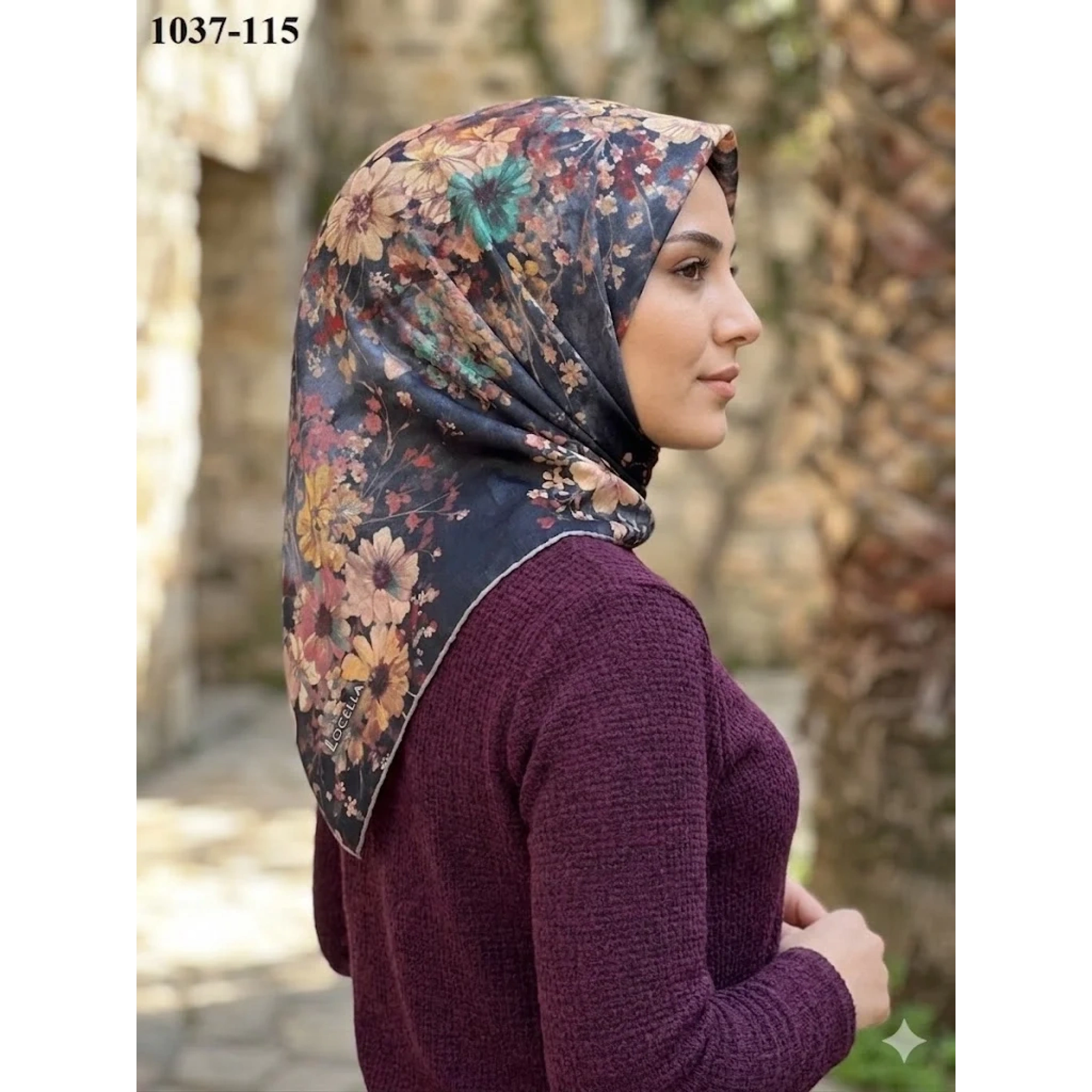 Locella Soft Pamuk Eşarp (Siyah-Yeşil) 1037-115