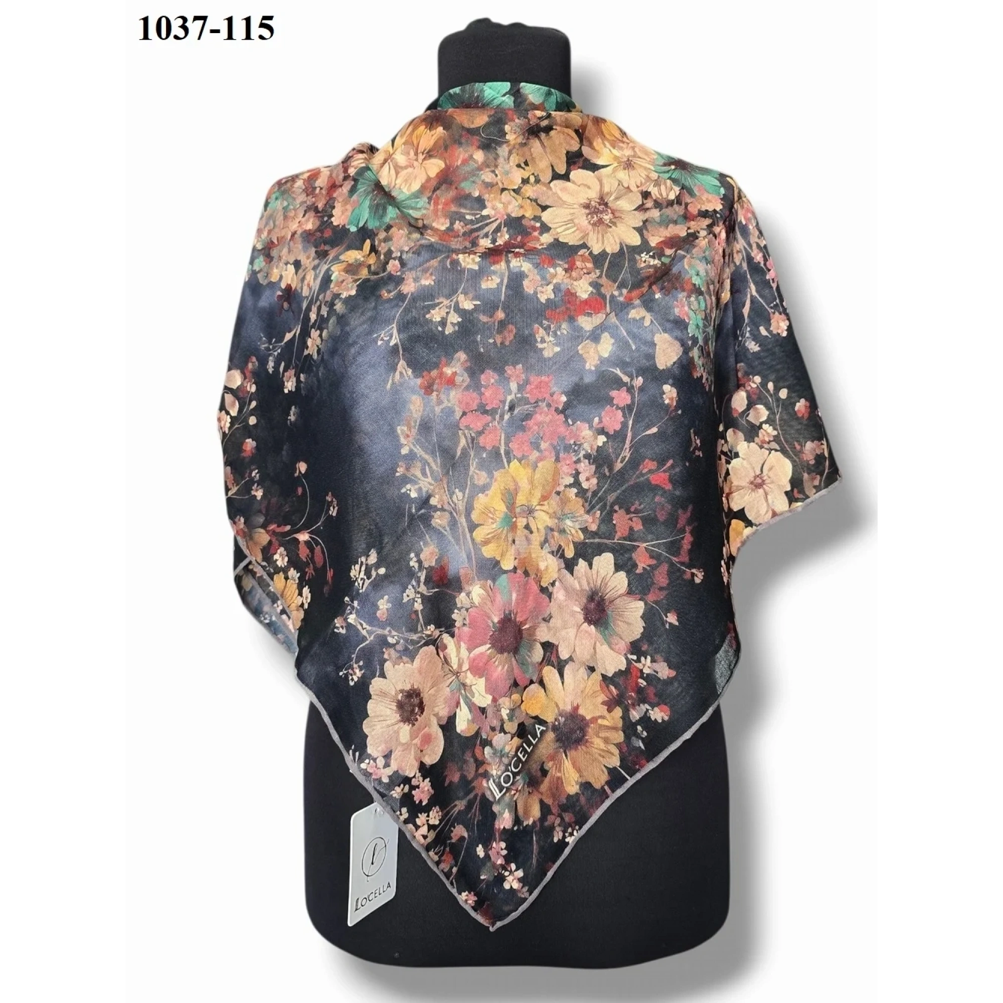 Locella Soft Pamuk Eşarp (Siyah-Yeşil) 1037-115