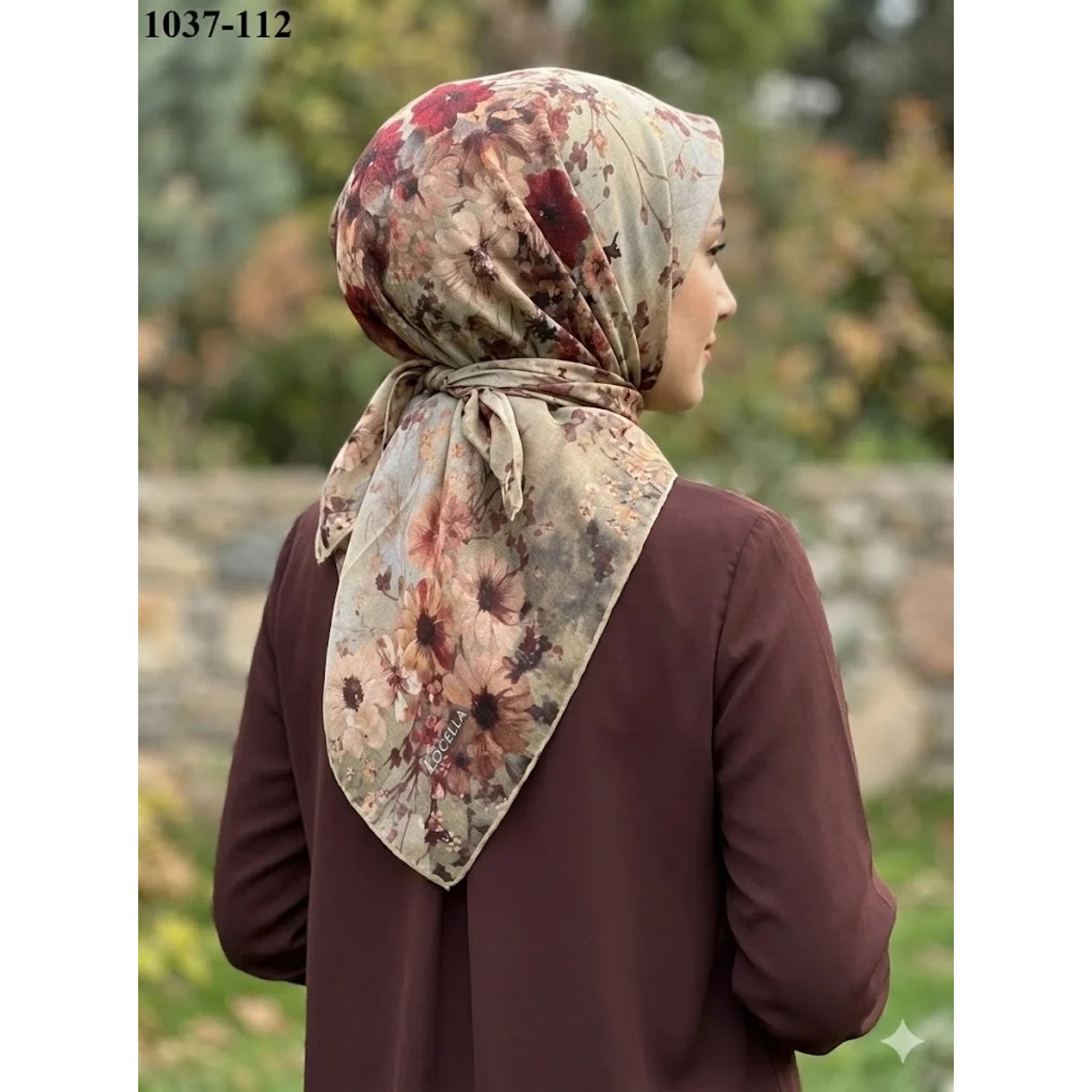 Locella Soft Pamuk Eşarp (Yeşil - Kırmızı) 1037-112