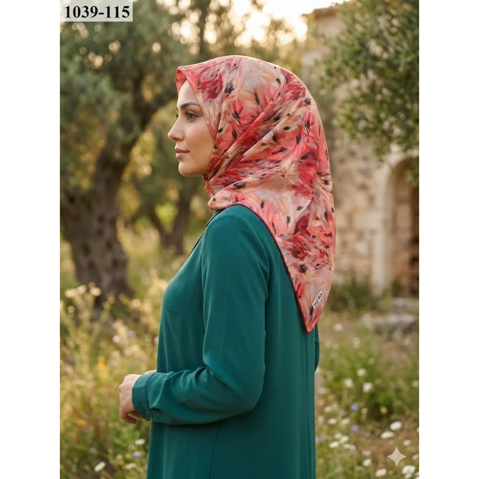 Lopres Soft Pamuk Eşarp (Açık Vizon -Kırmızı ) 1039-115