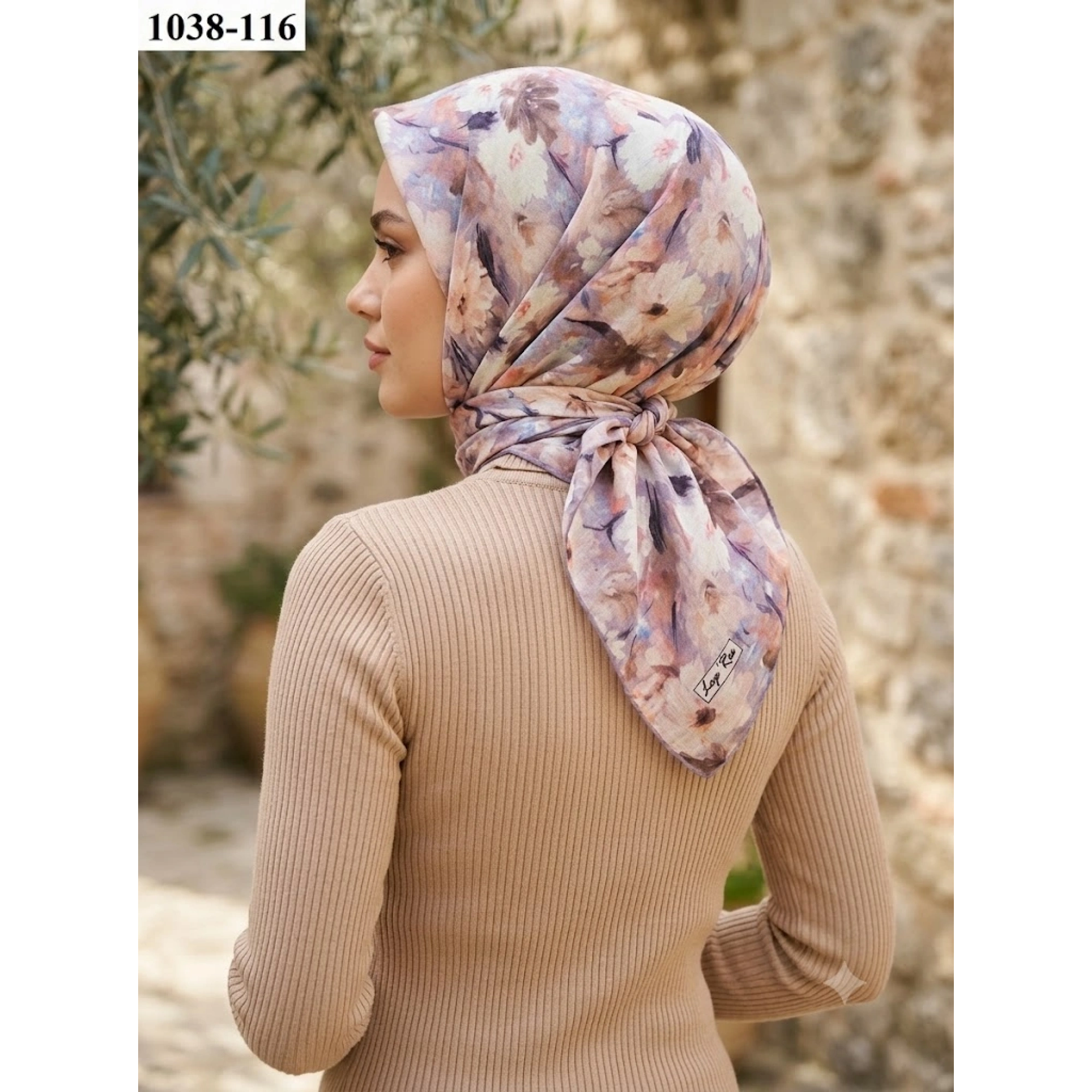 Lopres Soft Pamuk Eşarp (Krem-Sirke) 1038-116