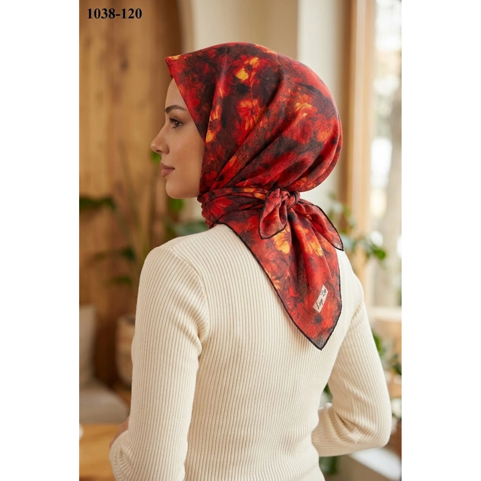 Lopres Soft Pamuk Eşarp (Siyah-Kırmızı) 1038-120
