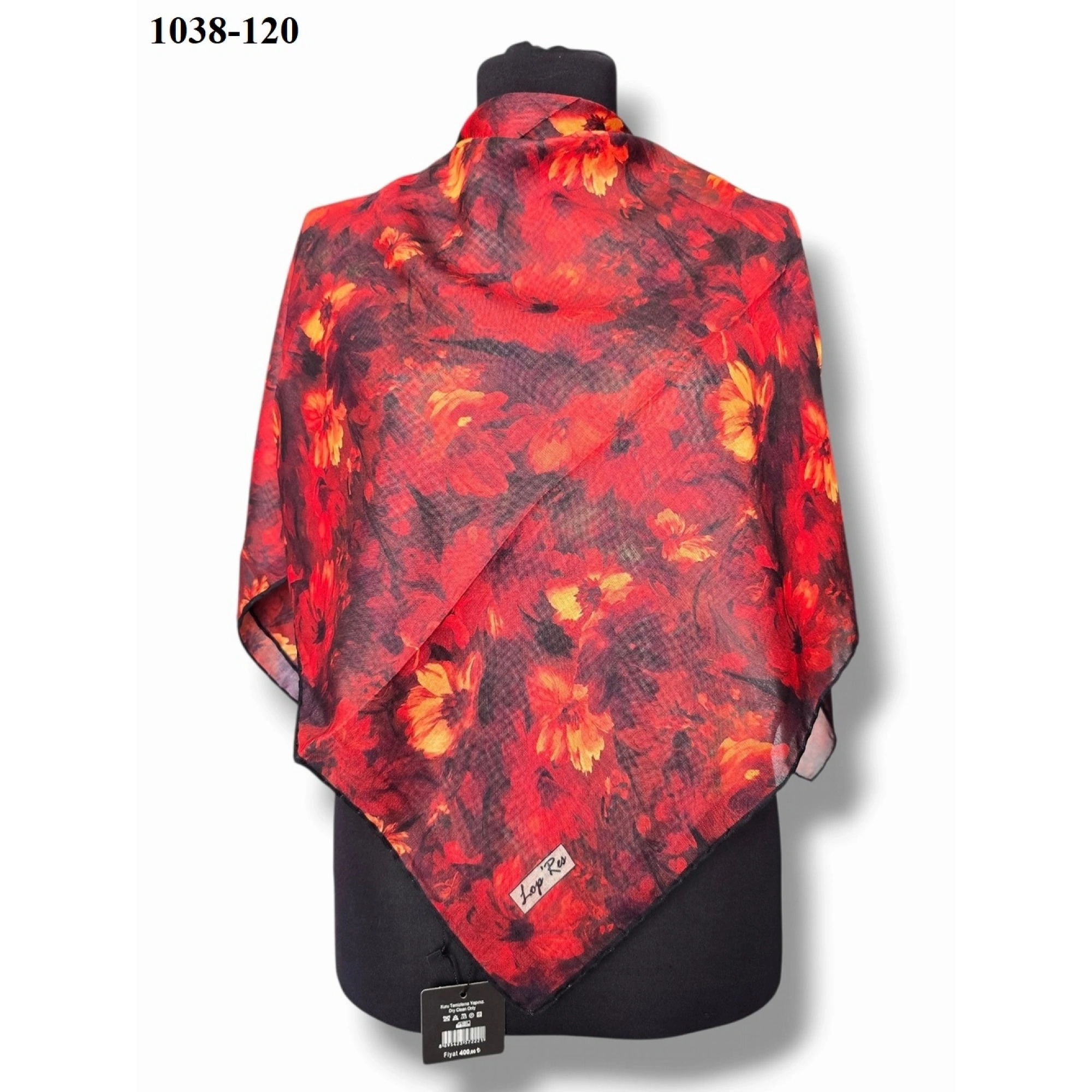 Lopres Soft Pamuk Eşarp (Siyah-Kırmızı) 1038-120