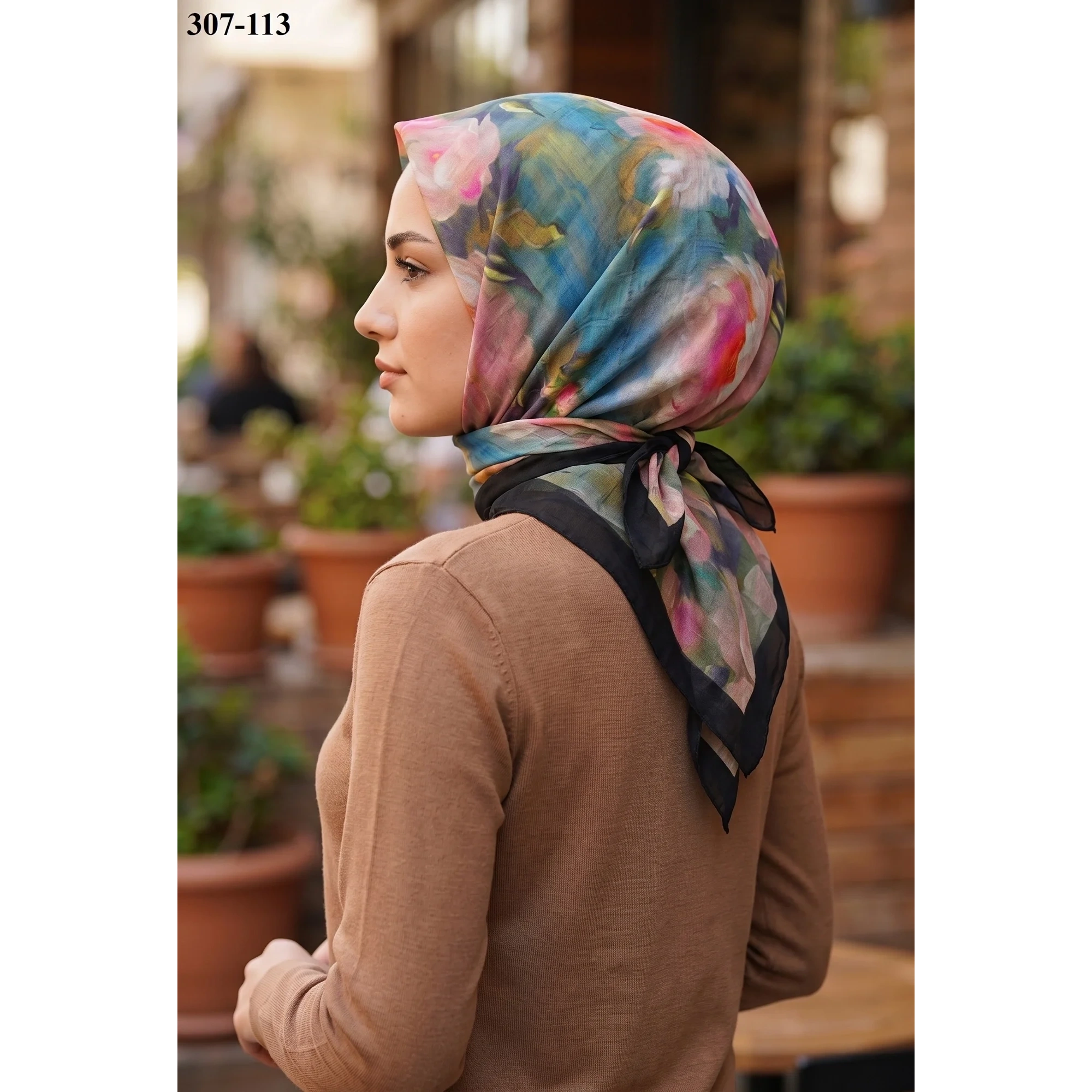 Mismarascarf Desenli Bambu Kraş Pamuk Eşarp 307-113