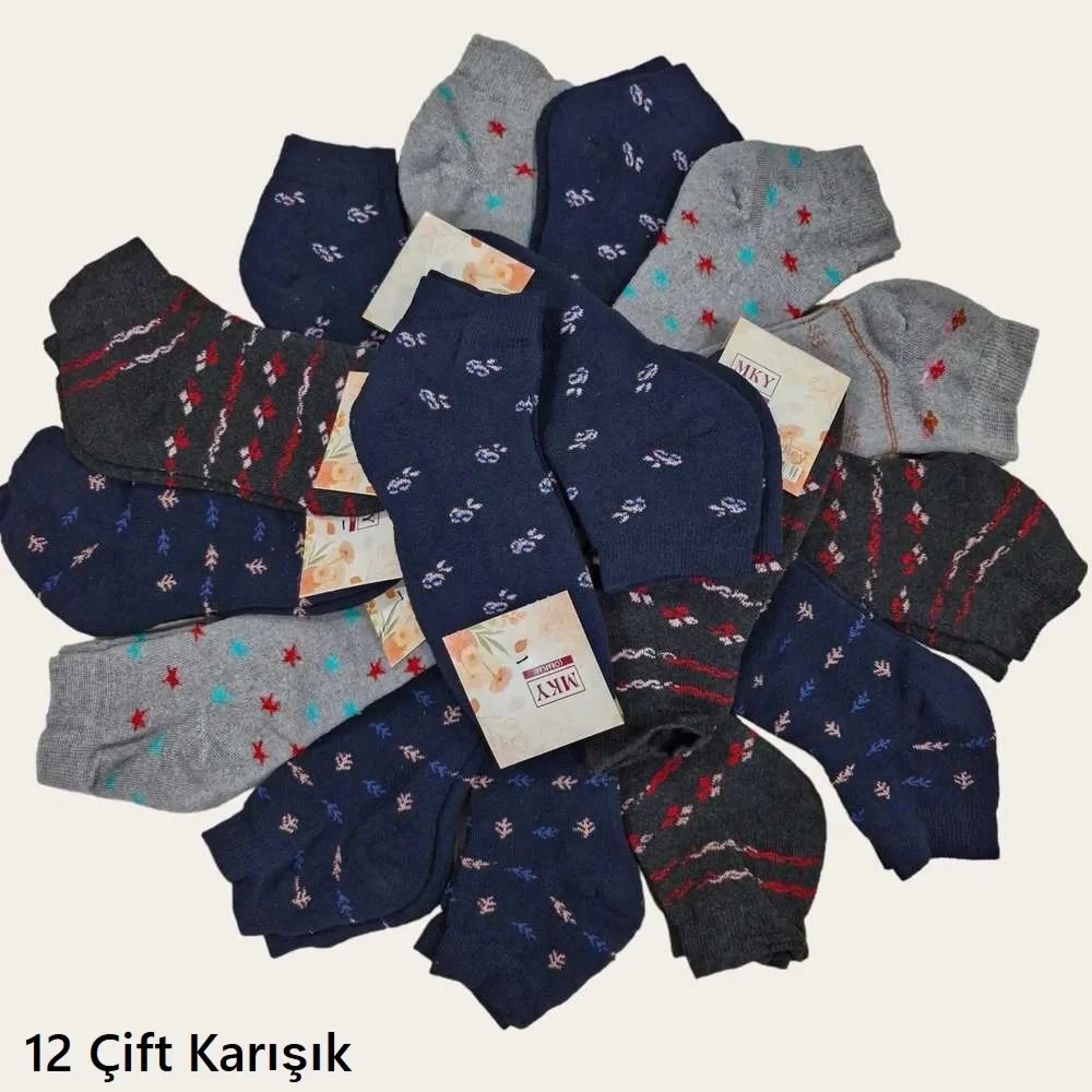 MKY Bayan Kışlık Havlu Patik Çorap (12 Çift) 103-116