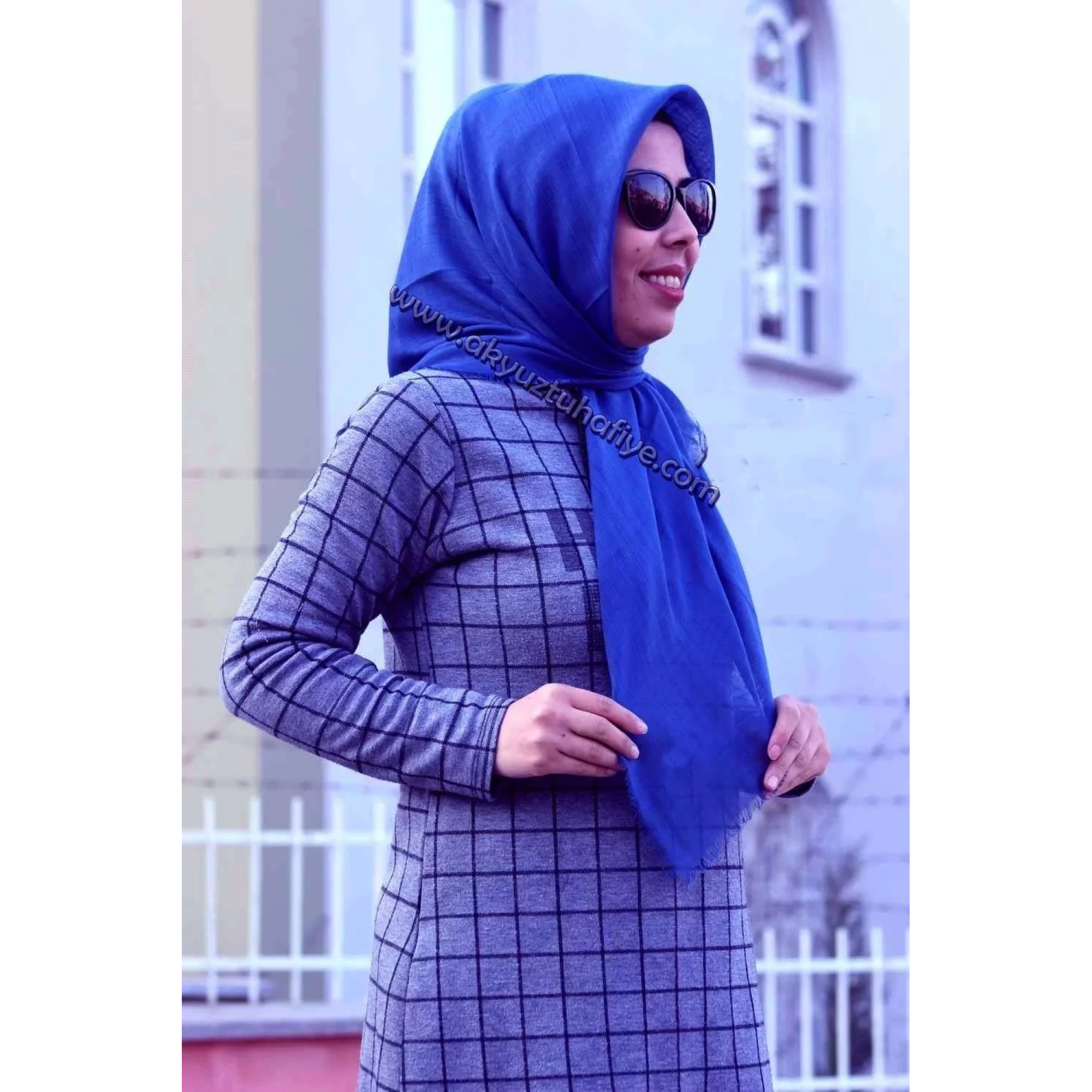 Moda Akyüz Düz Renk Flamlı Eşarp (saks) 539-114