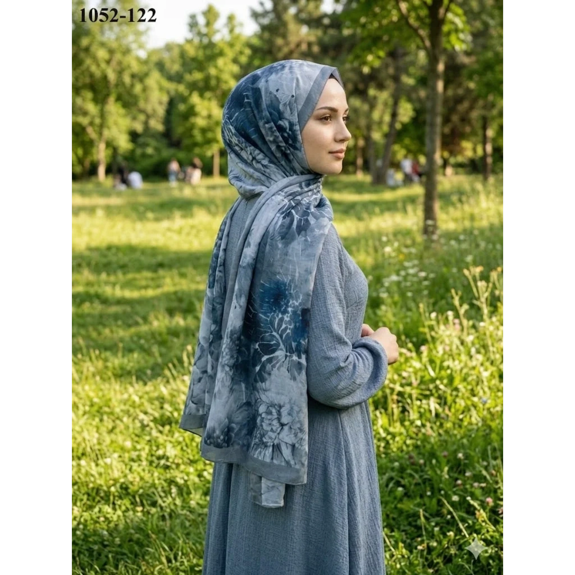 MoonScarf Bambu Kraş Pamuk Şal (Gri) 1052-122