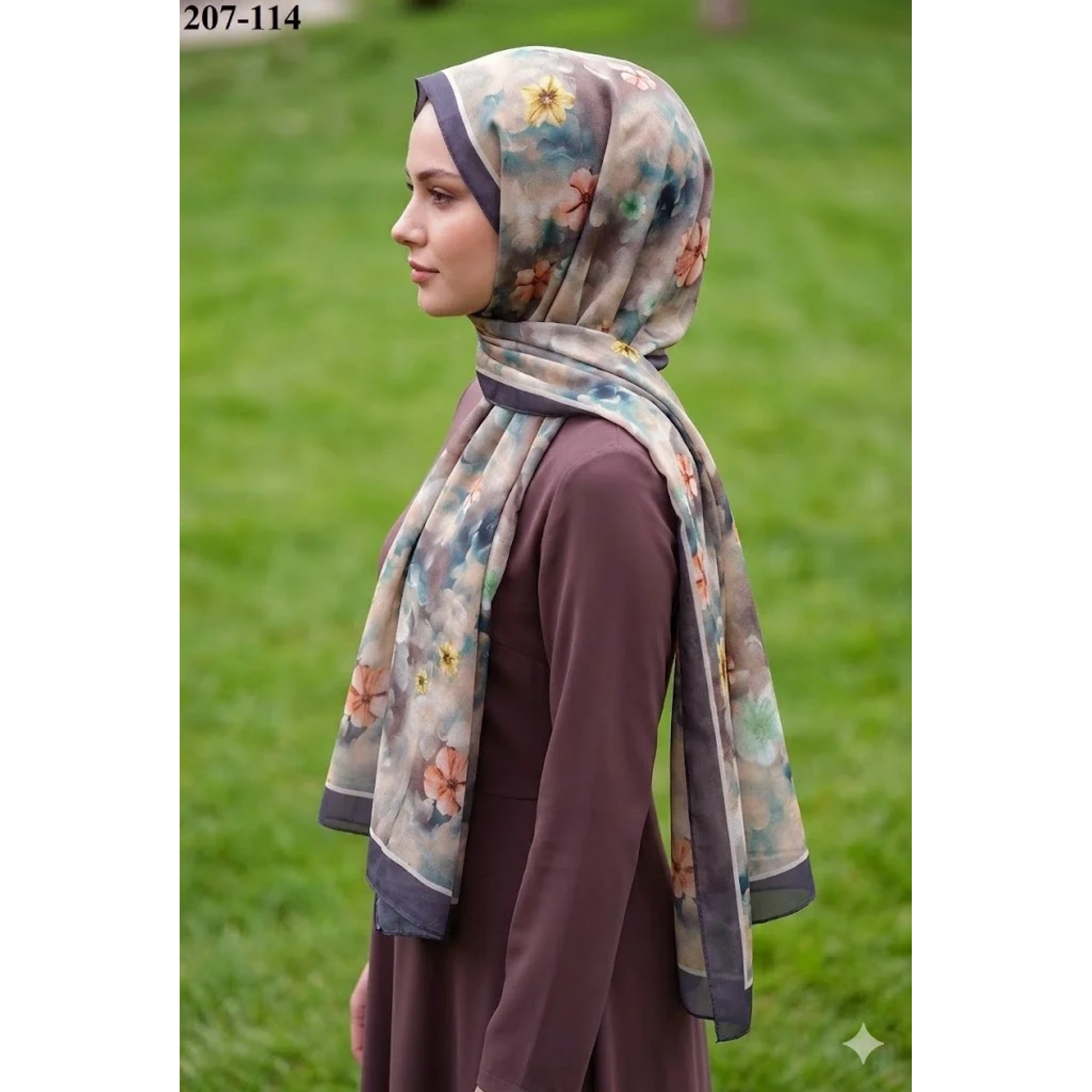 MoonScarf Bambu Kraş Pamuk Şal (Kahve) 207-114