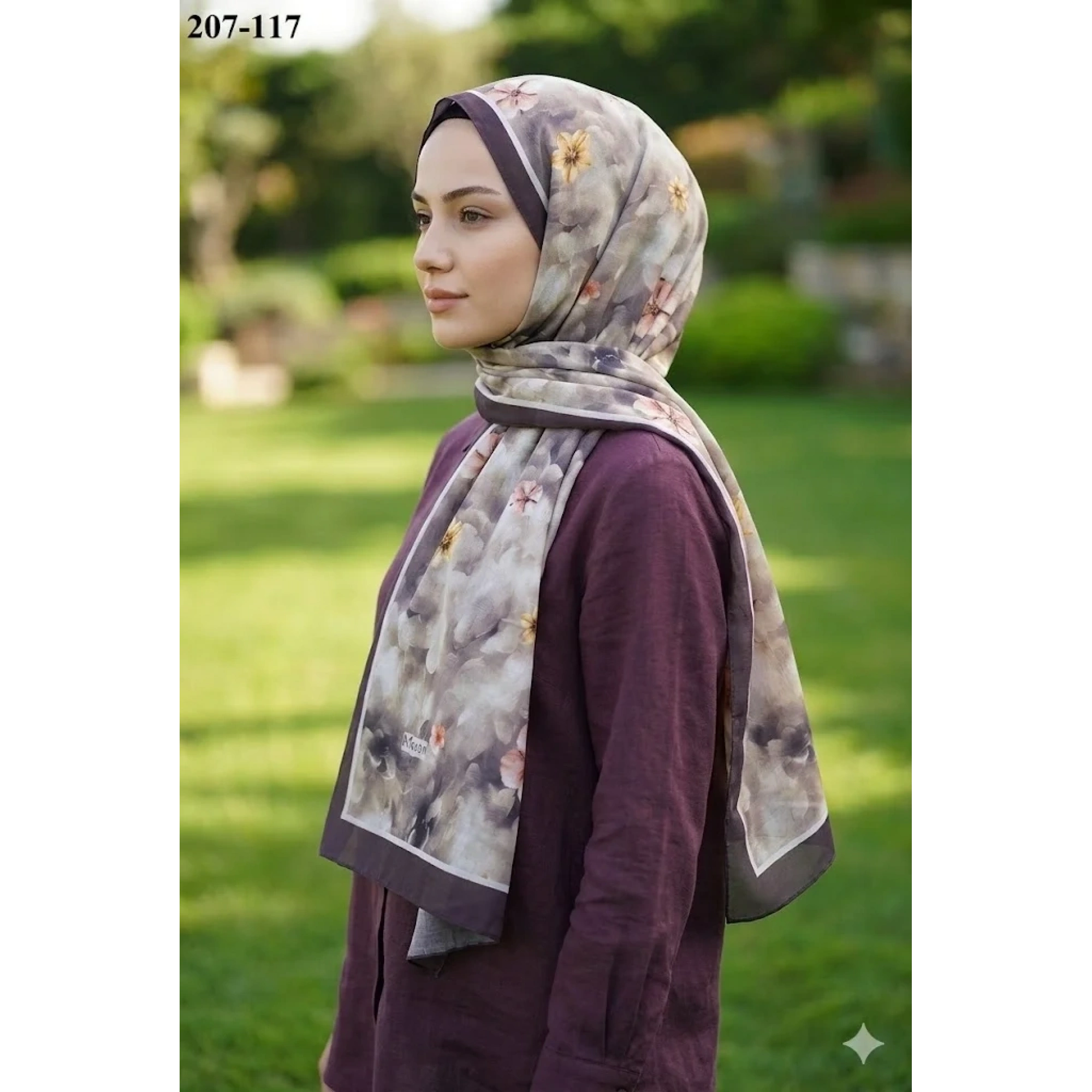 MoonScarf Bambu Kraş Pamuk Şal (Kahve) 207-117