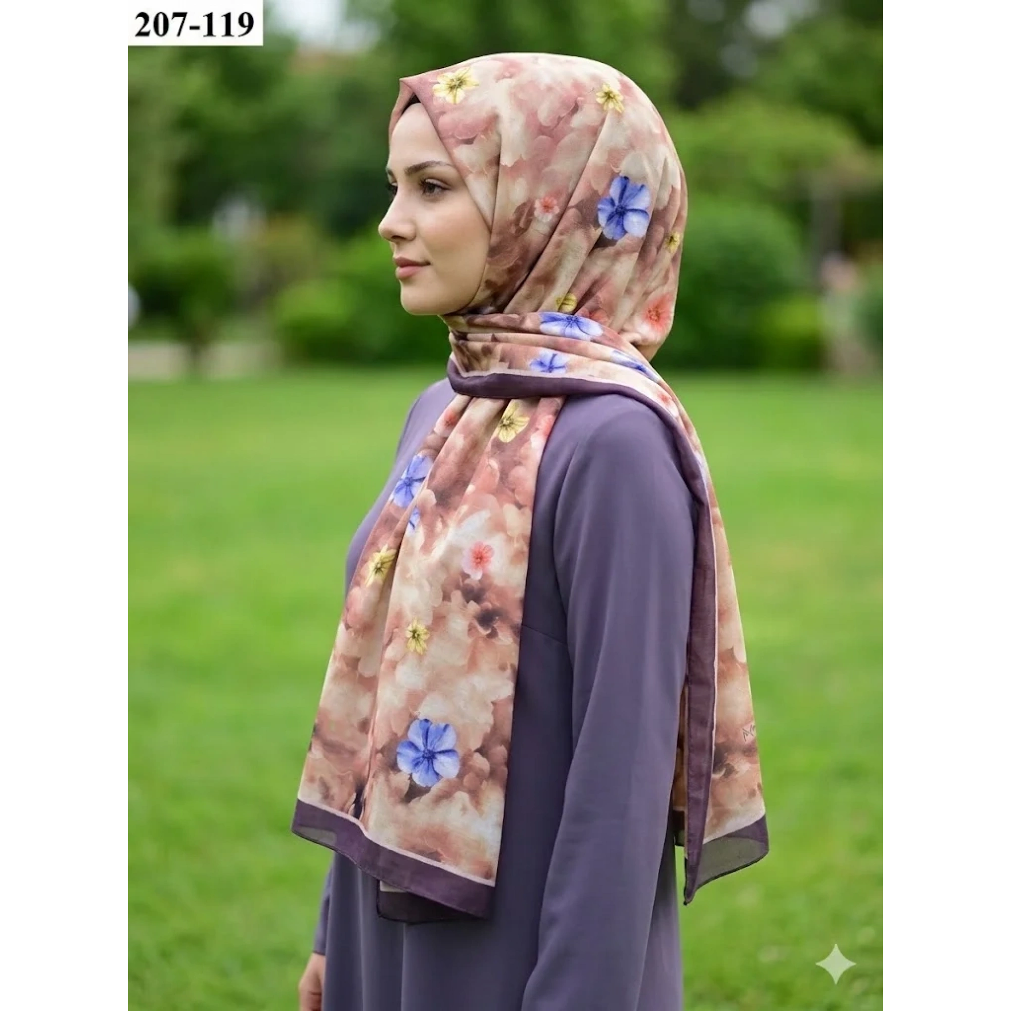 MoonScarf Bambu Kraş Pamuk Şal (Kahve) 207-119