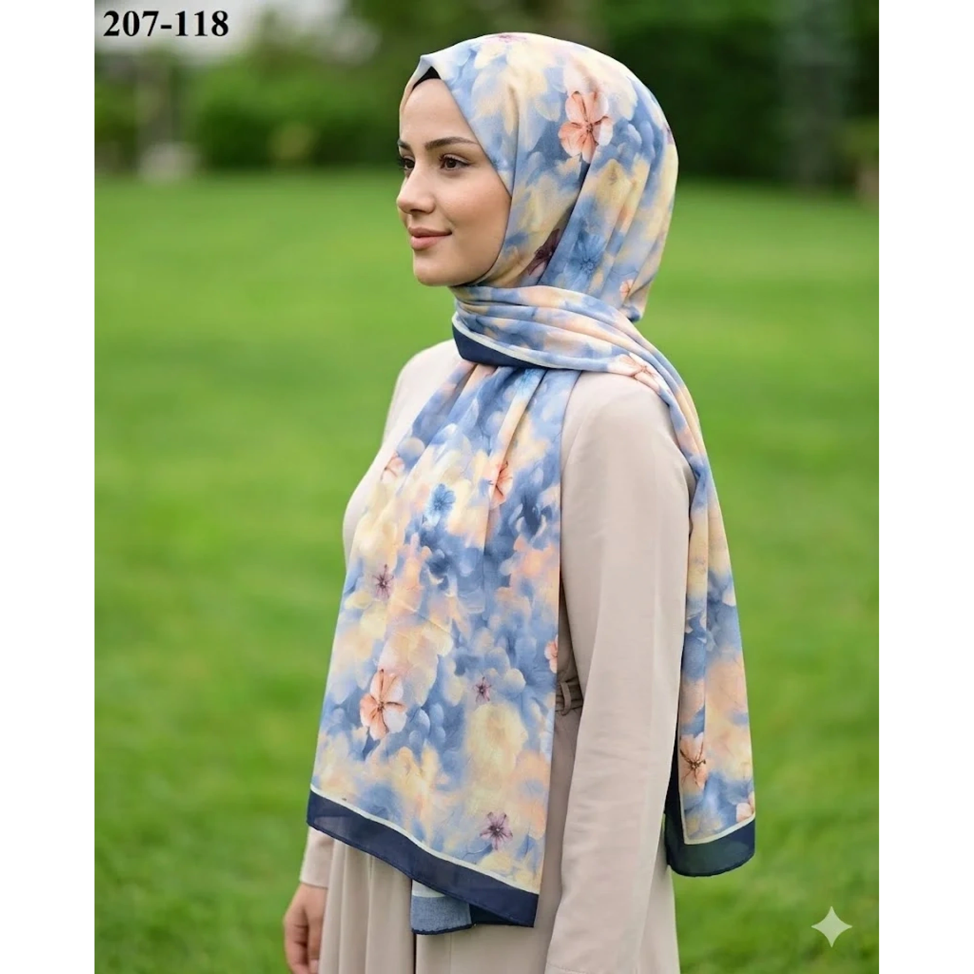 MoonScarf Bambu Kraş Pamuk Şal (Lacivert) 207-118