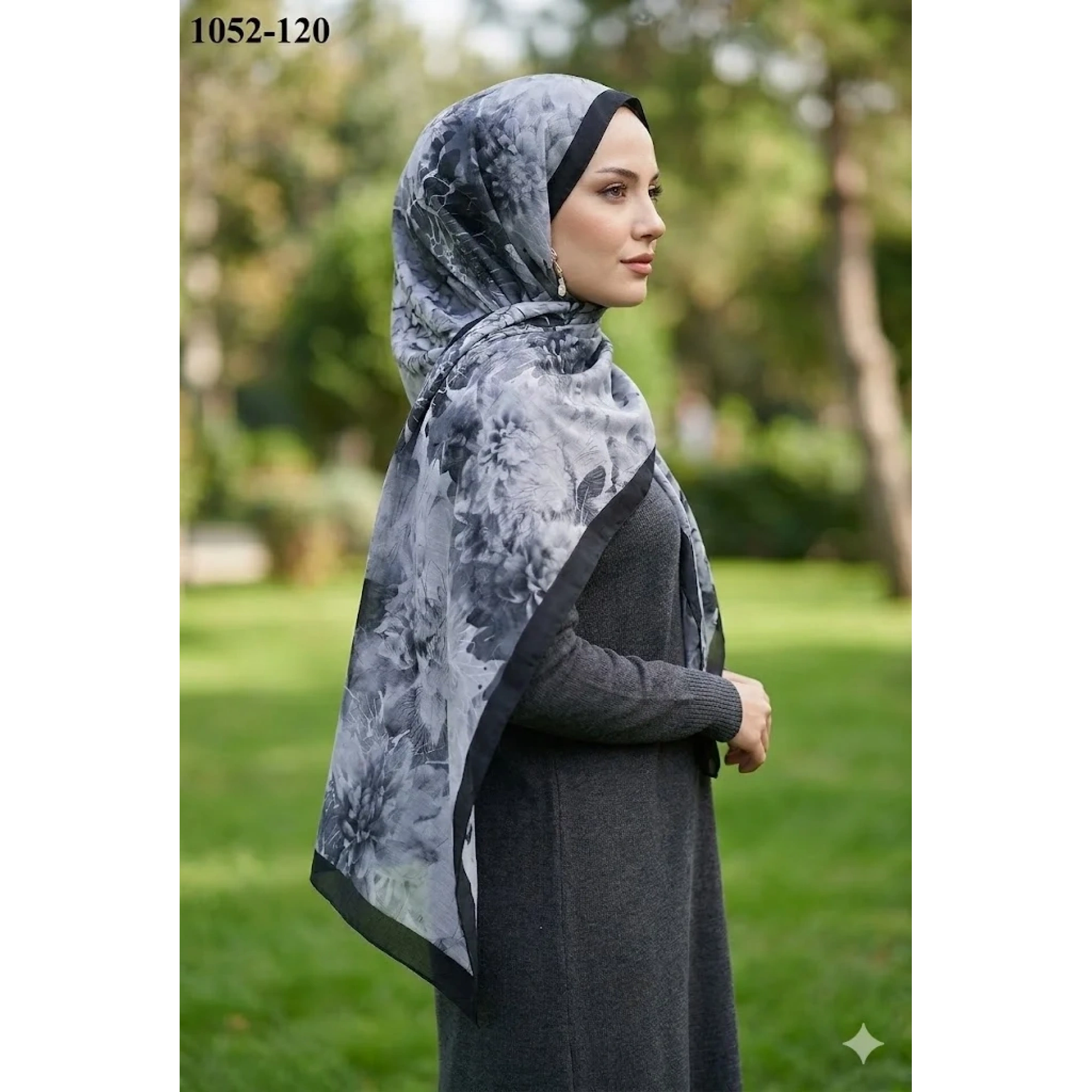 MoonScarf Bambu Kraş Pamuk Şal (Siyah) 1052-120