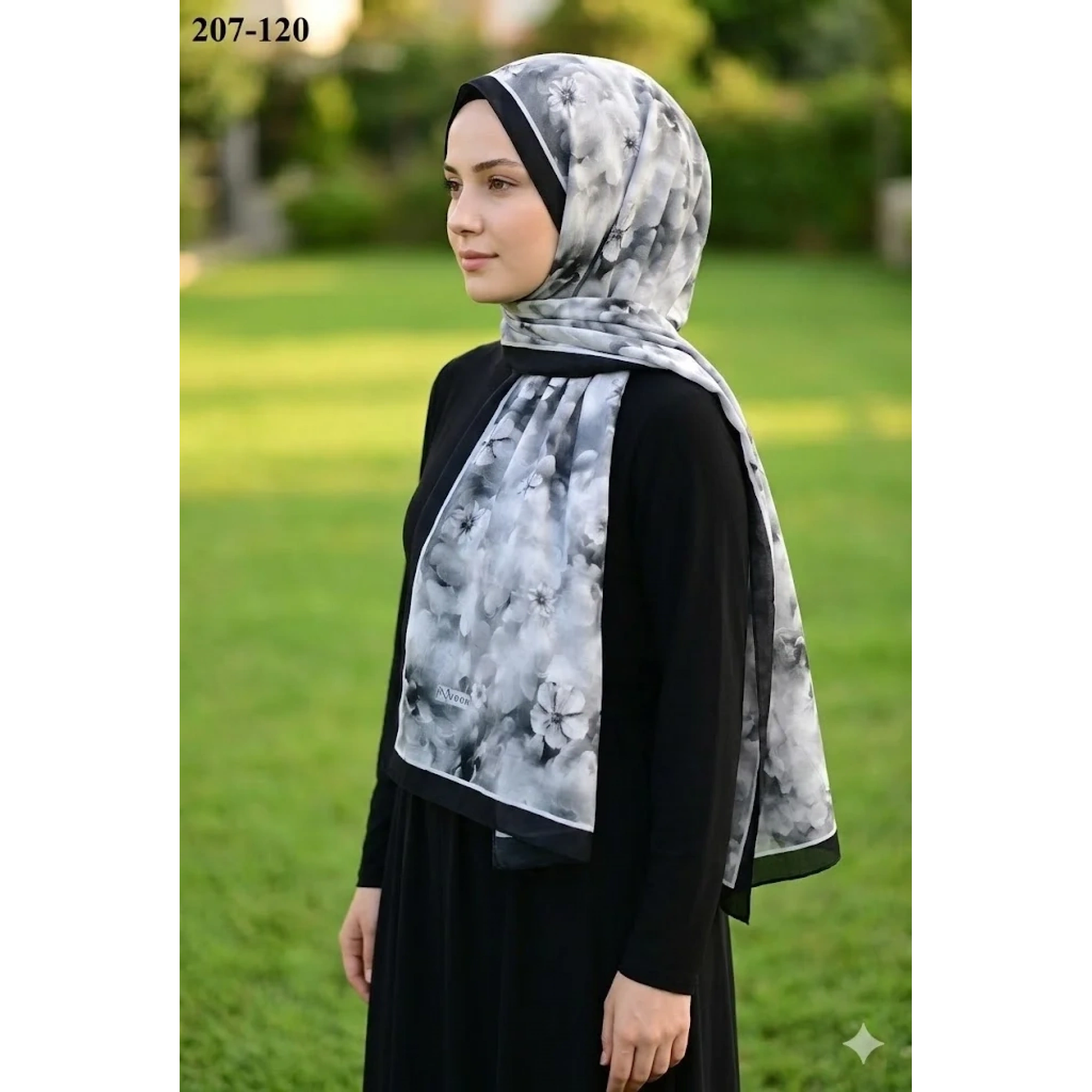 MoonScarf Bambu Kraş Pamuk Şal (Siyah) 207-120