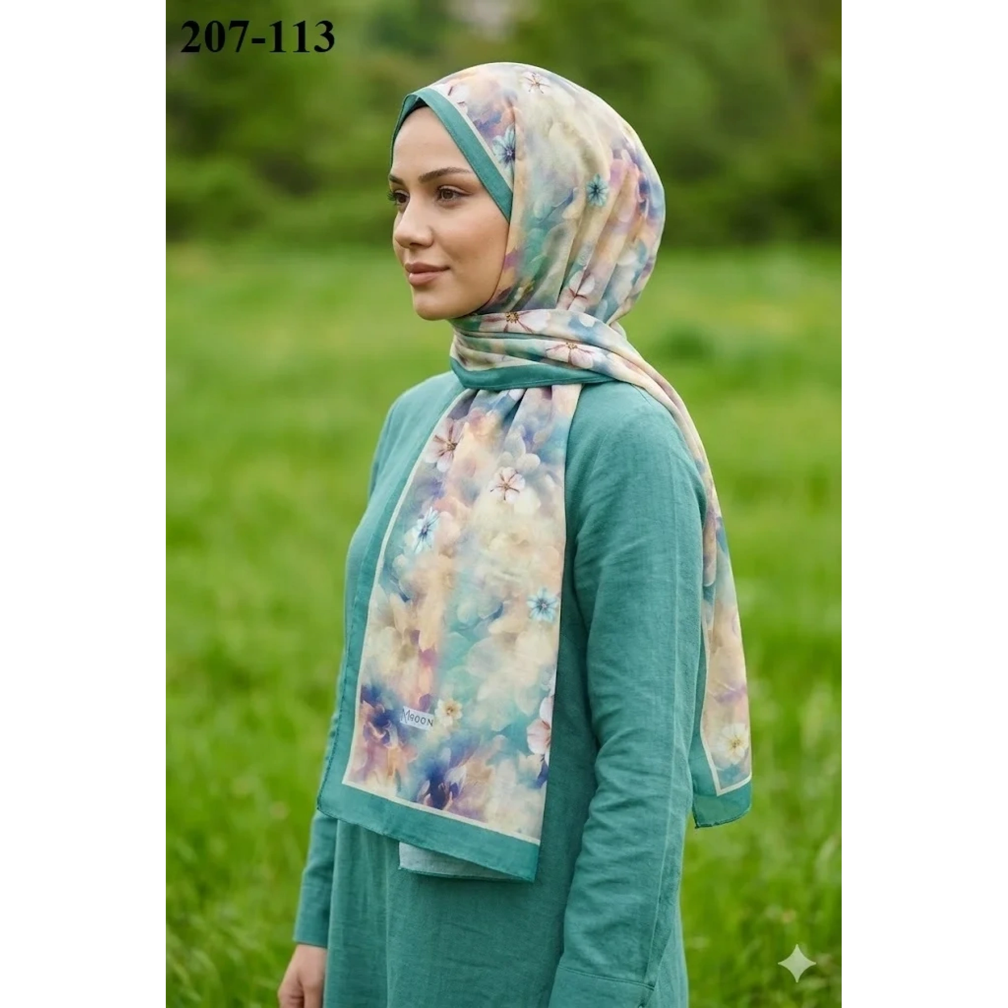 MoonScarf Bambu Kraş Pamuk Şal (Yeşil) 207-113