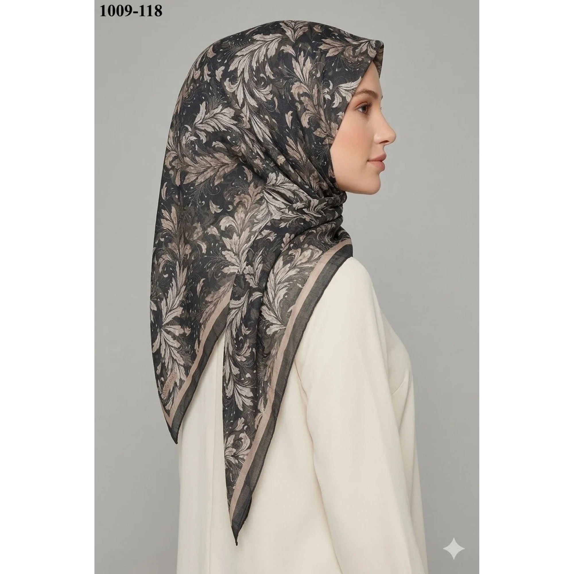 MoonScarf Desenli Bambu Pamuk Eşarp 1009-118