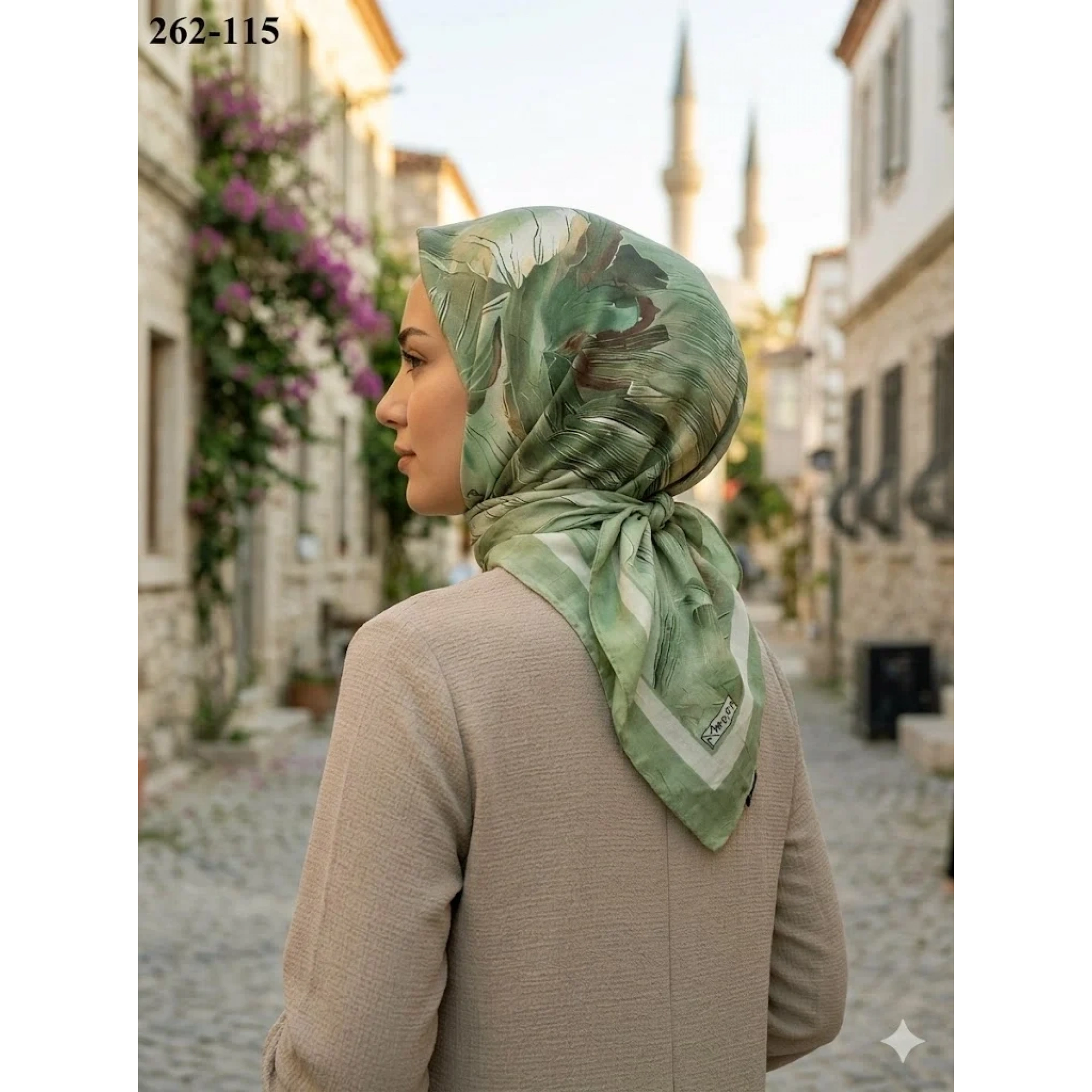 MoonScarf Desenli Bambu Pamuk Eşarp 262-115