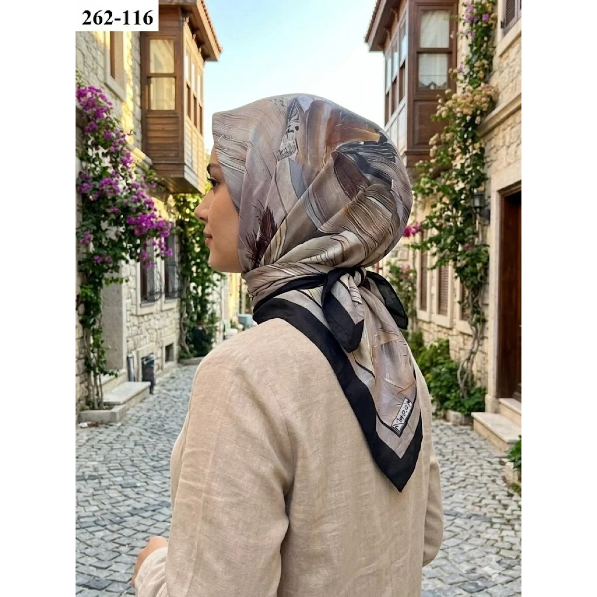 MoonScarf Desenli Bambu Pamuk Eşarp 262-116