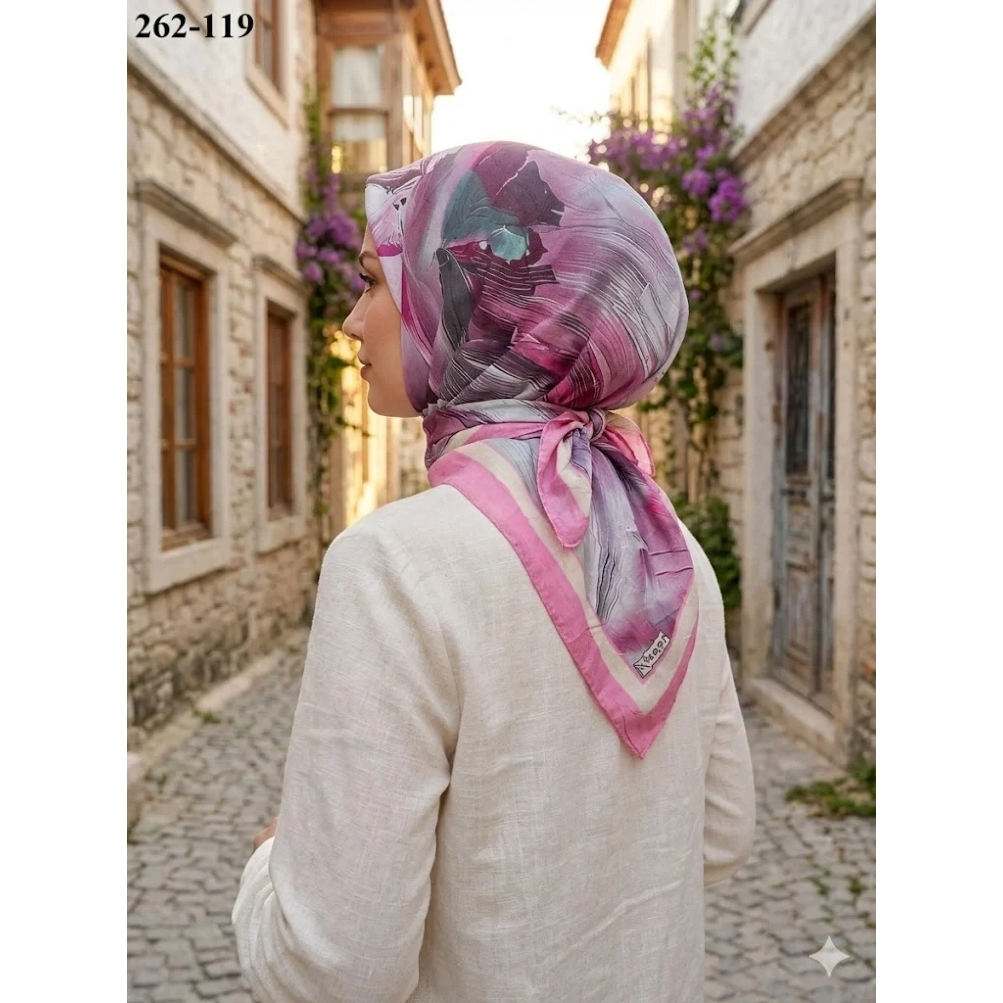 MoonScarf Desenli Bambu Pamuk Eşarp 262-119