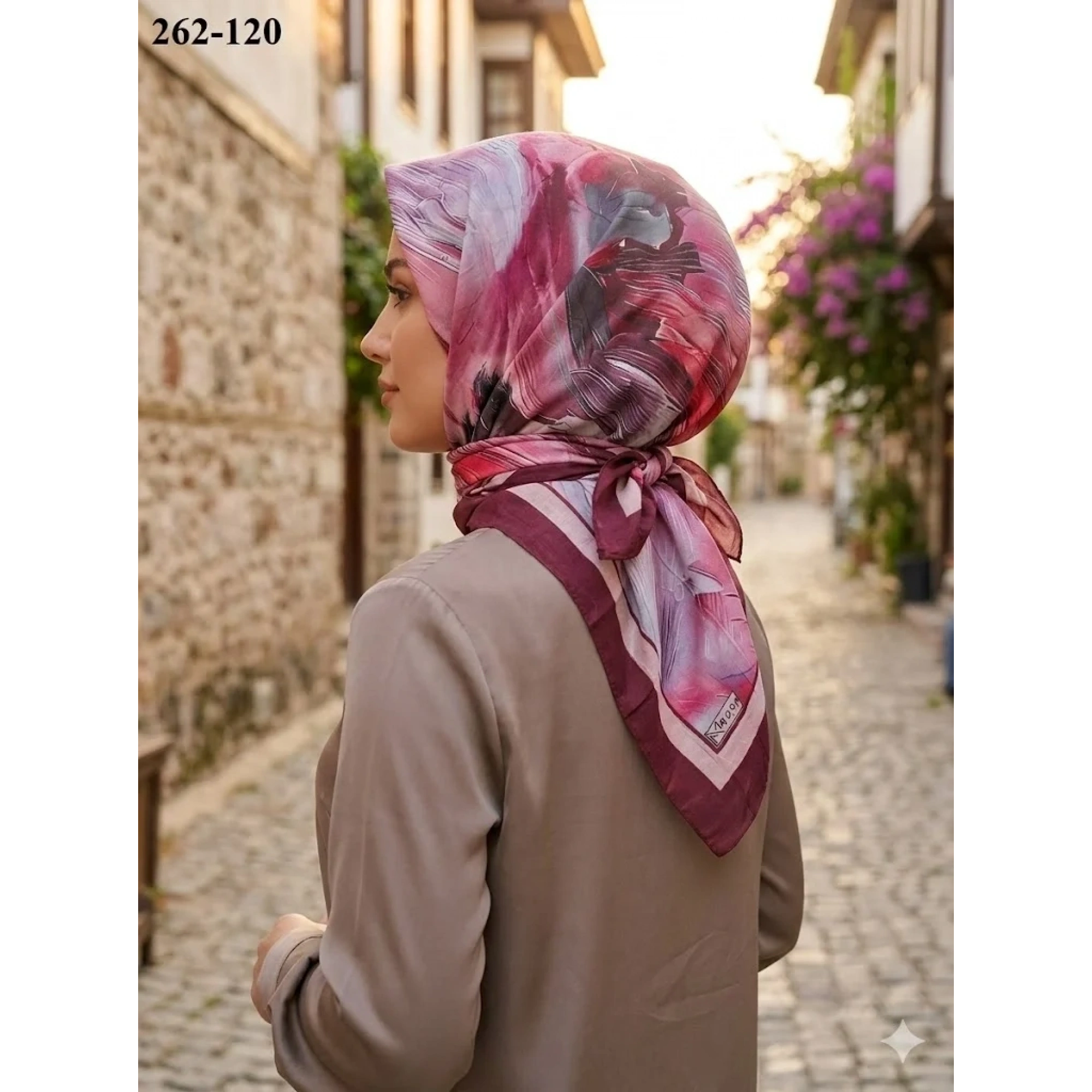 MoonScarf Desenli Bambu Pamuk Eşarp 262-120