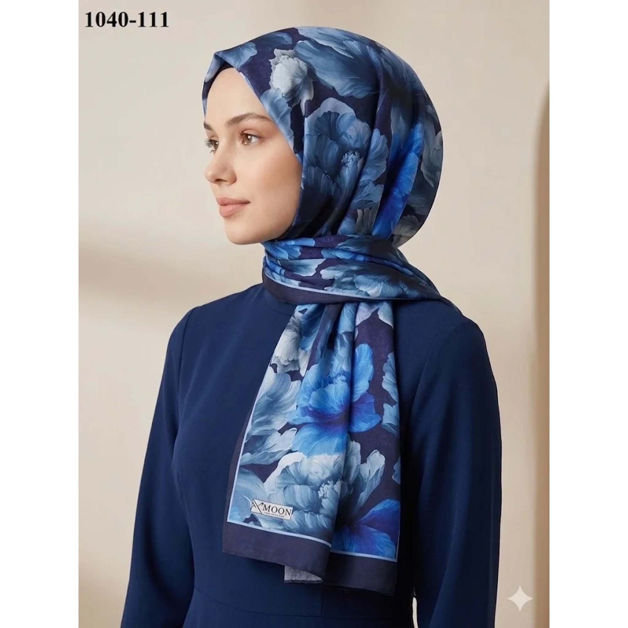 MoonScarf Soft Pamuk Şal (Lacivert-Mavi) 1040-111