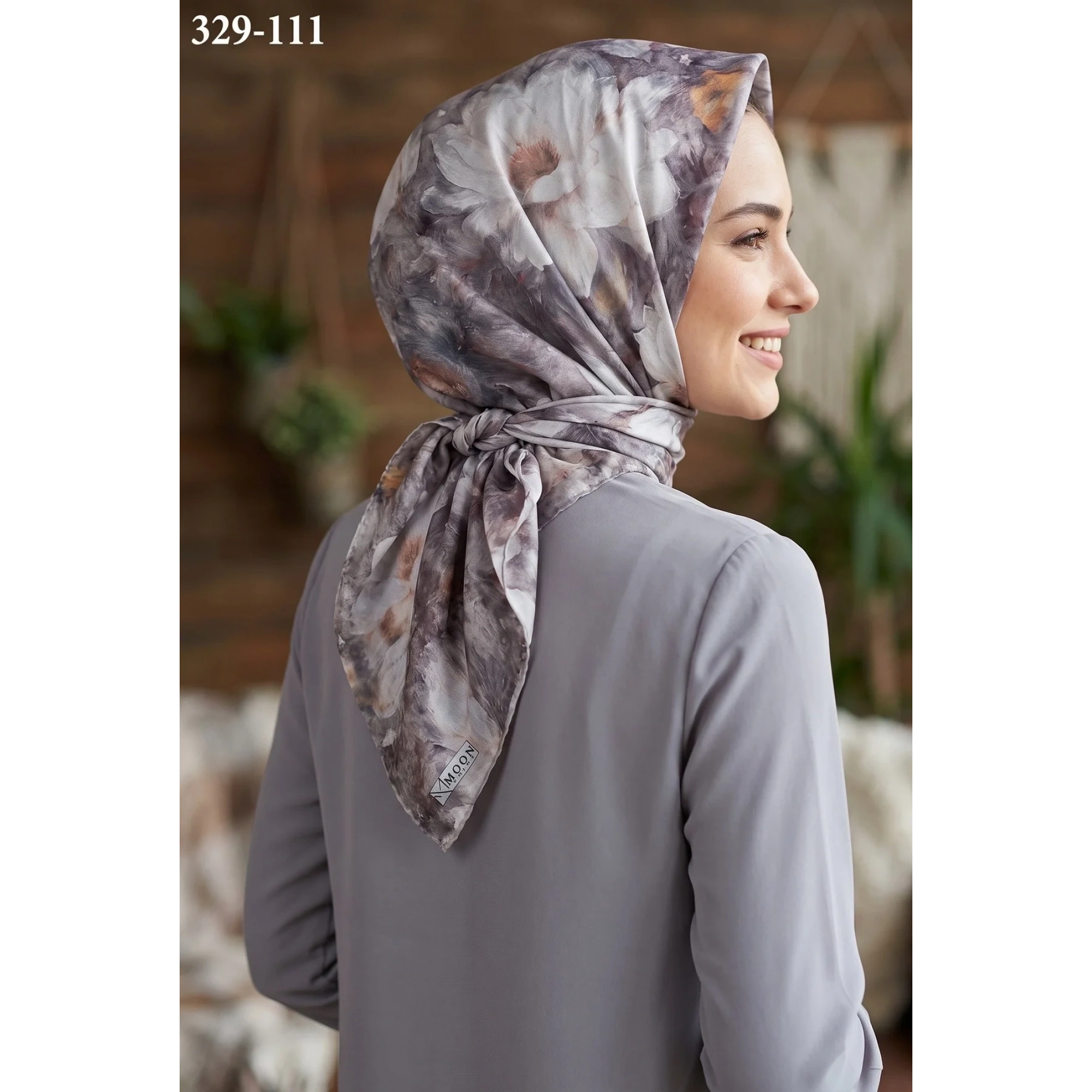 MoonScarf Soft Pamuk Eşarp (Kahve - Kiremit) 329-111