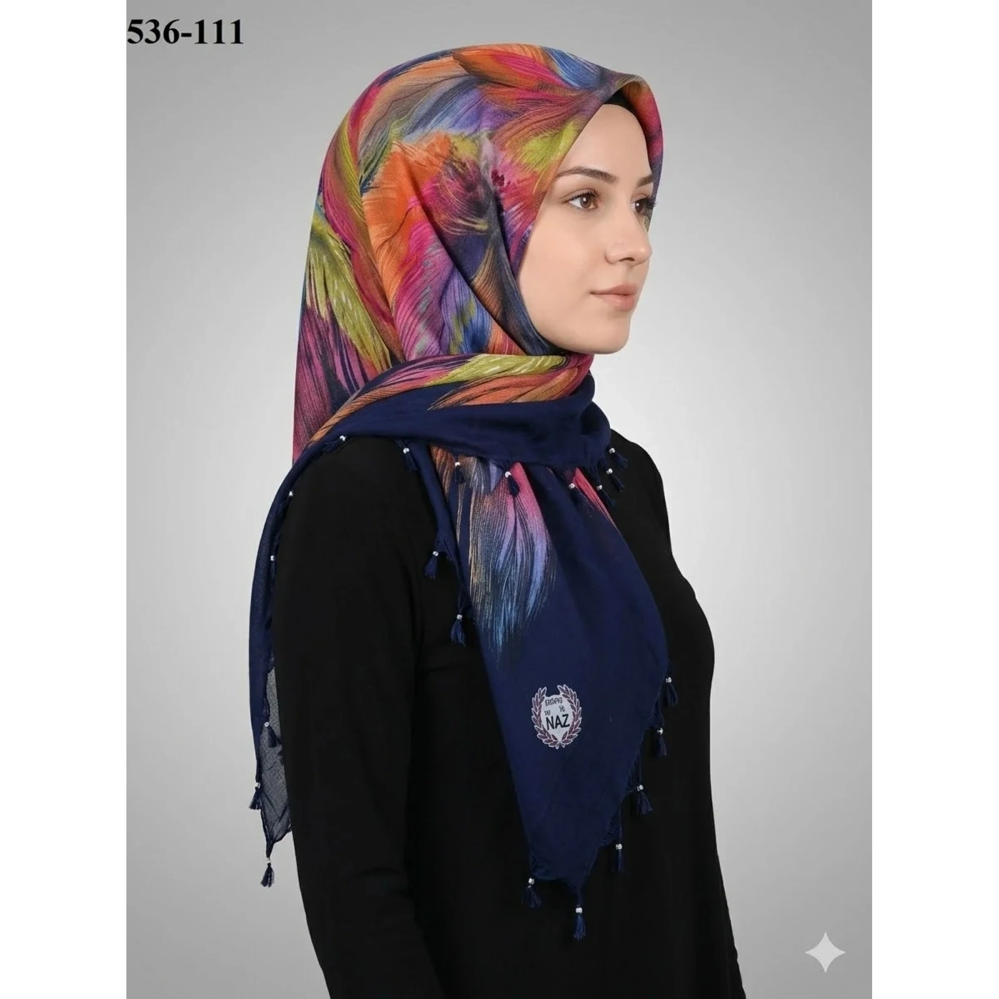 Naz Desenli Sökme Boncuklu Eşarp 536-111