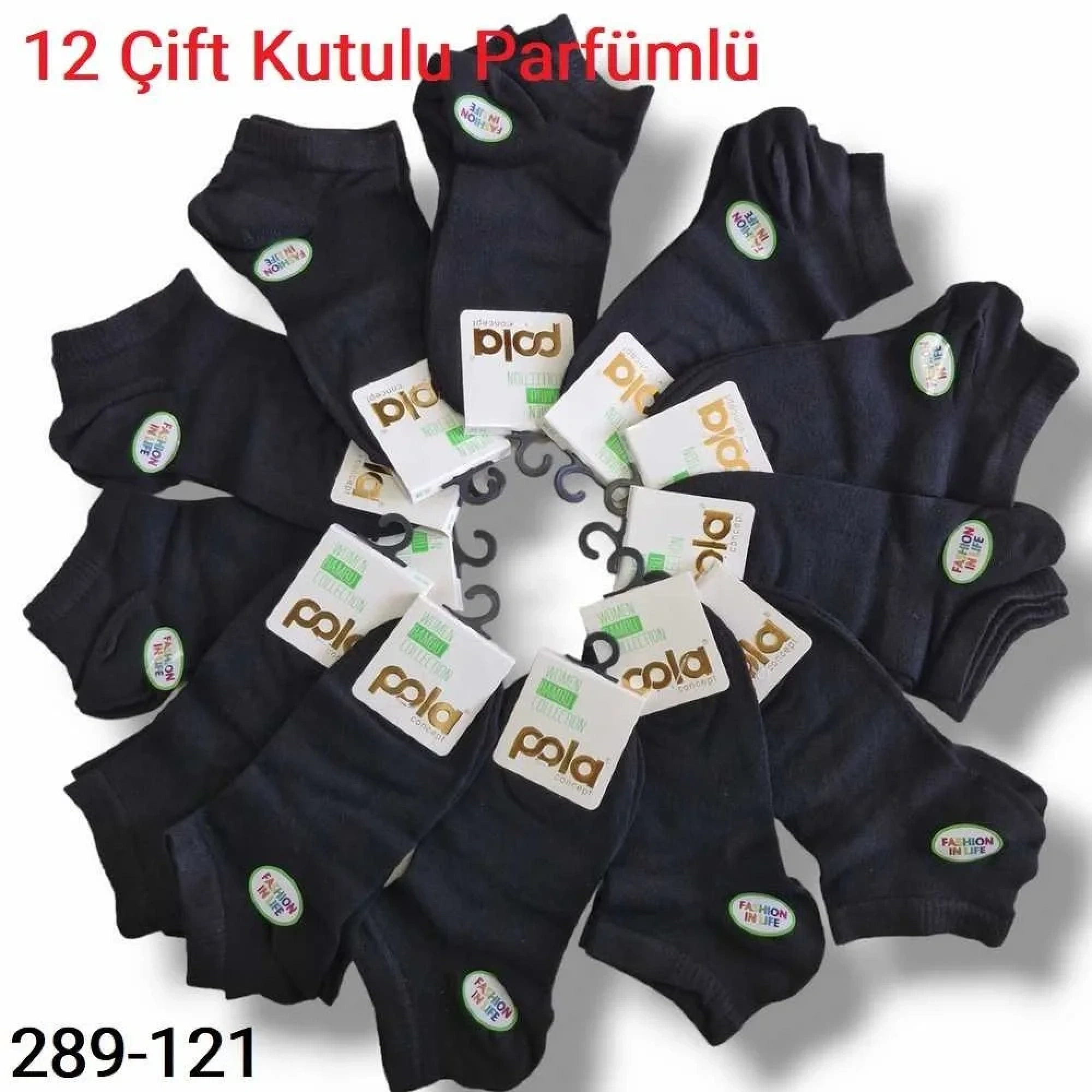 Pola Bambu Dikişsiz Bayan Patik Çorap (12 Çift ) 289-121