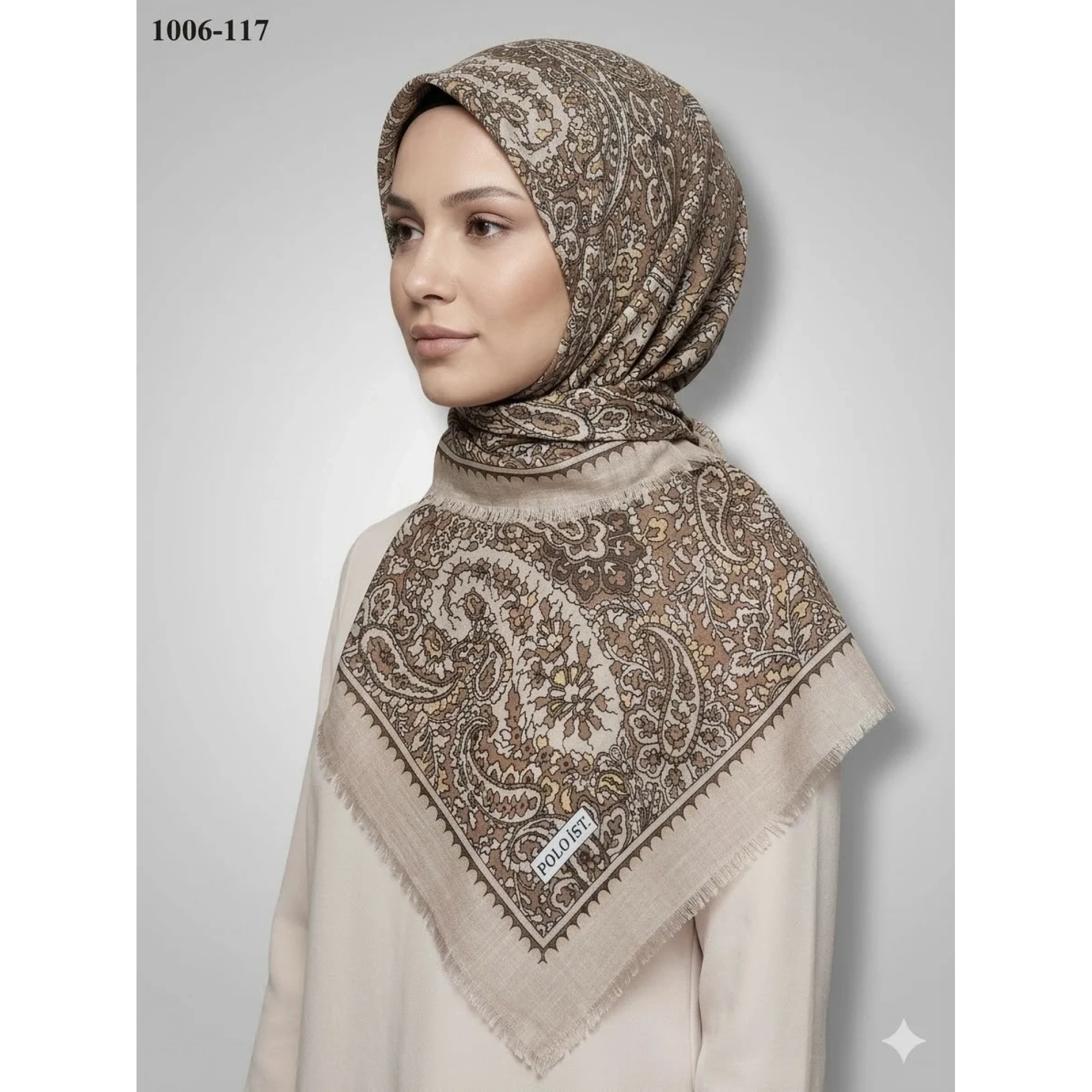 Polo İst Desenli Flamlı Pamuk Eşarp 1006-117
