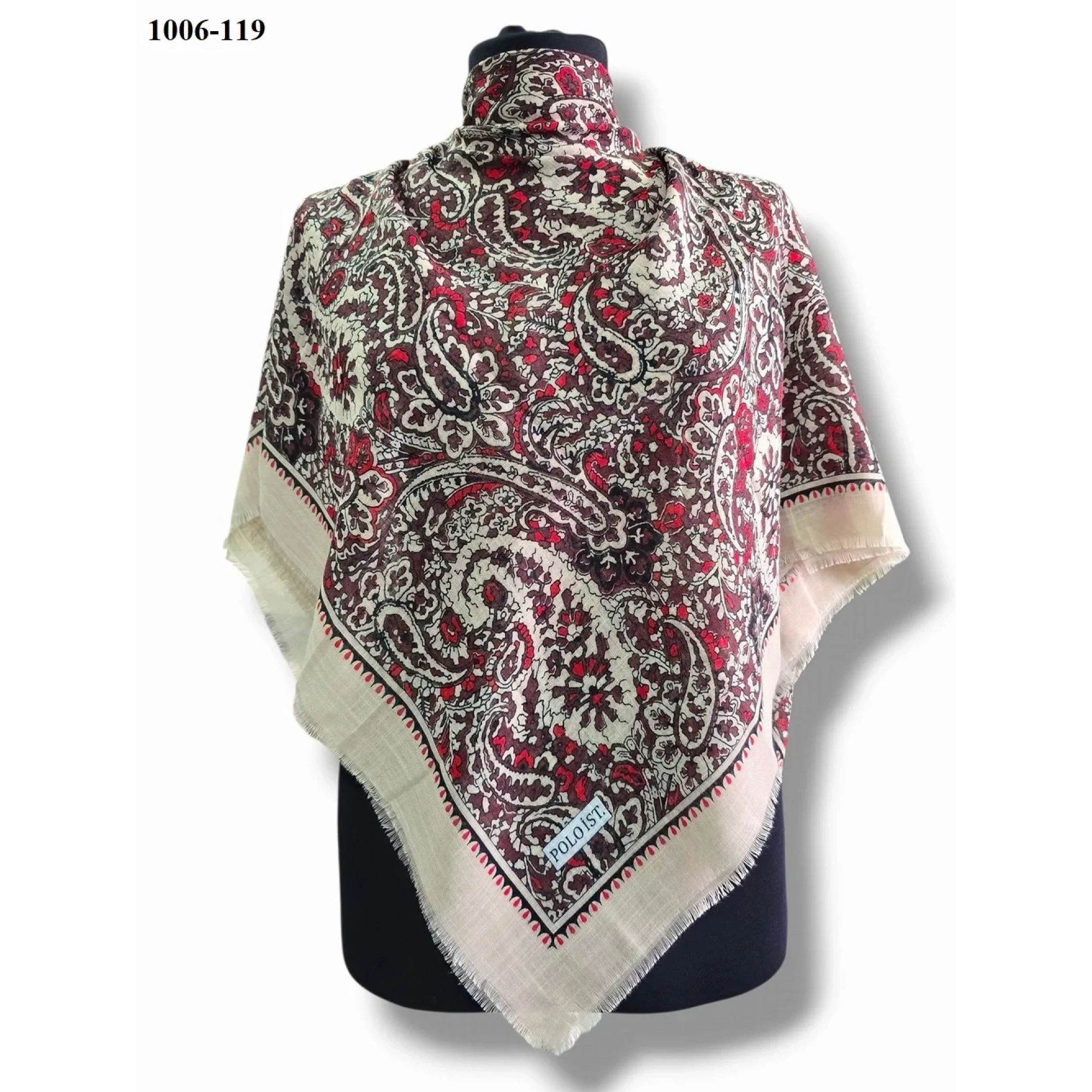 Polo İst Desenli Flamlı Pamuk Eşarp 1006-119