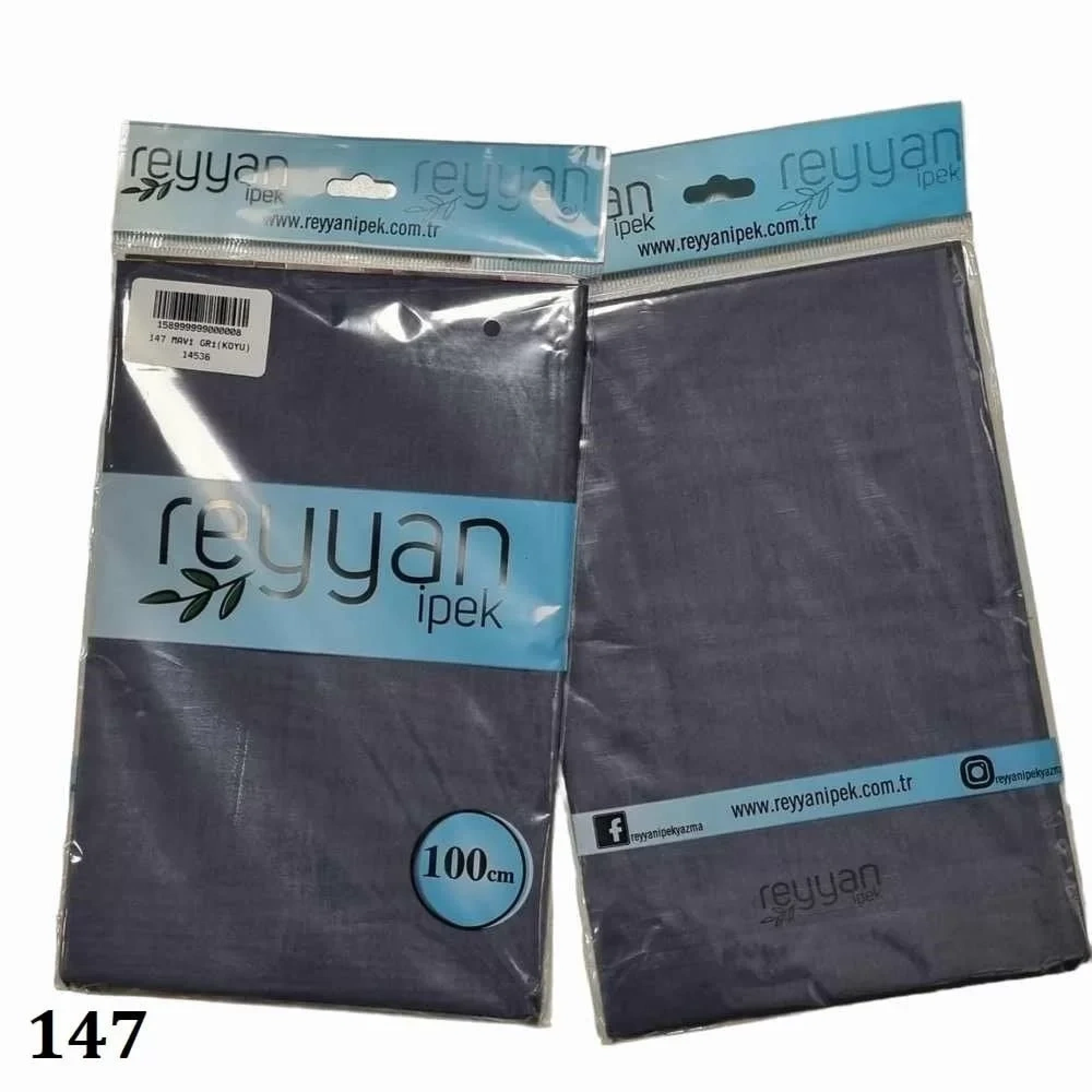 Reyyan İpek Düz Renk Oyalık Yazma 147 (Cobalt Mavi Gri koyu)