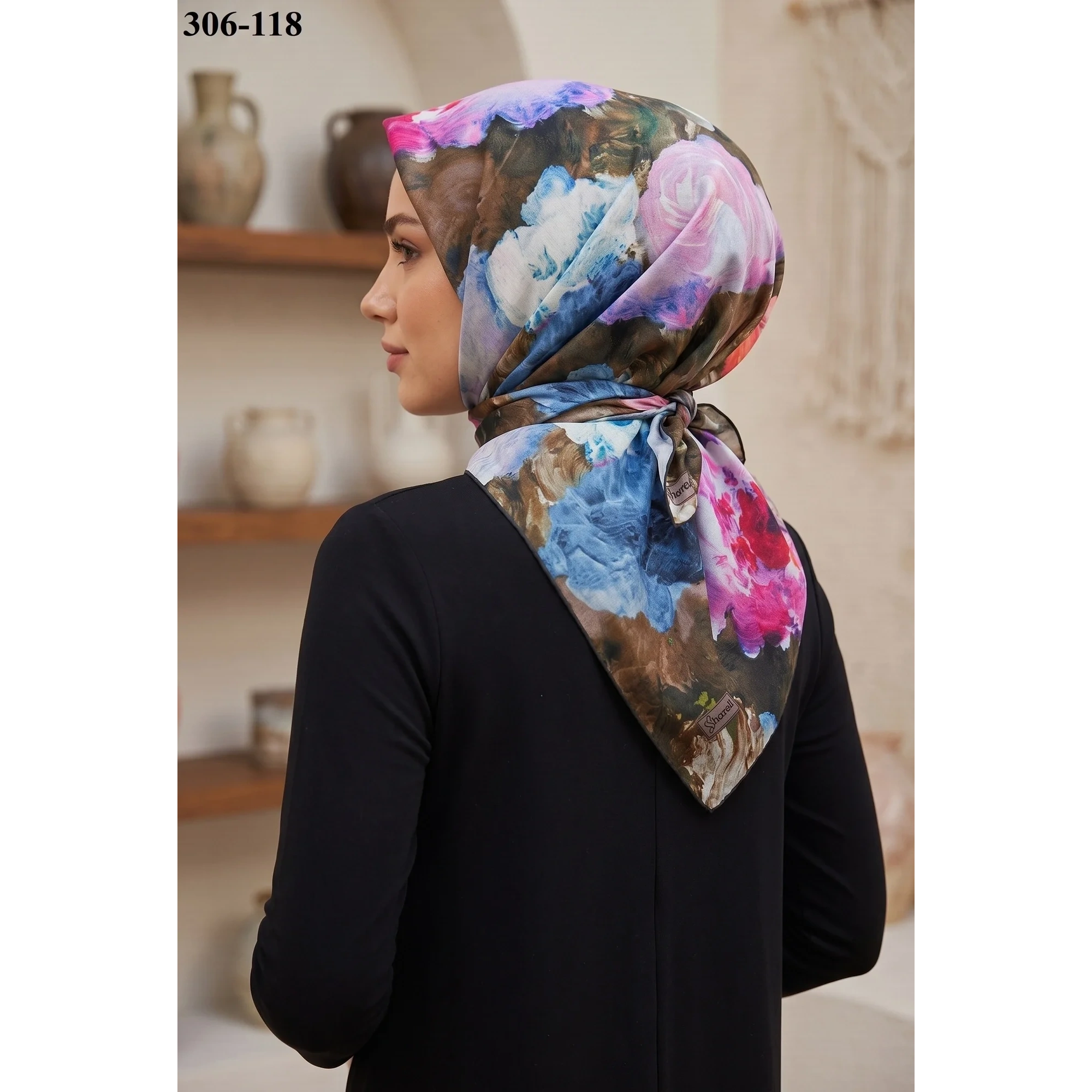 Sharell Desenli Soft Pamuk Eşarp 306-118