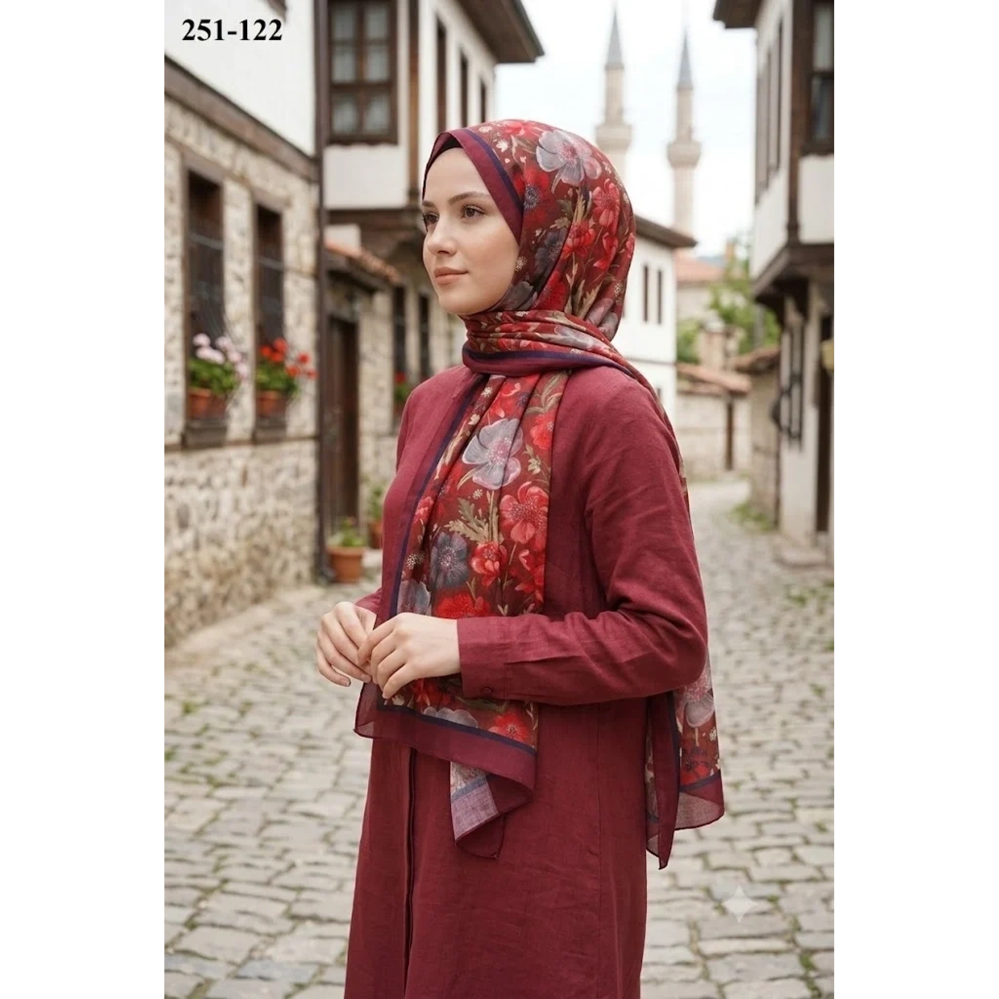 Sharell Fransız İpeği Şal (Bordo) 251-122