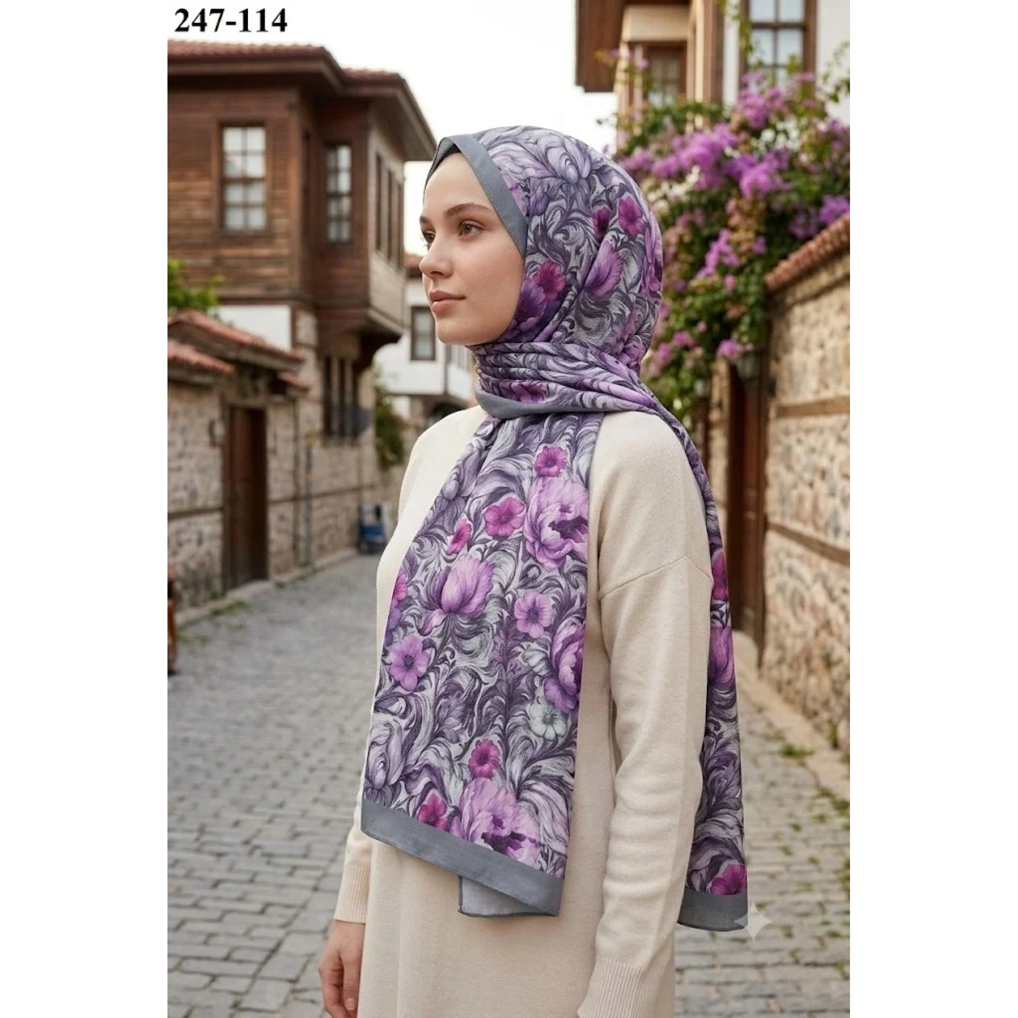 Sharell Fransız İpeği Şal (Gri) 247-114