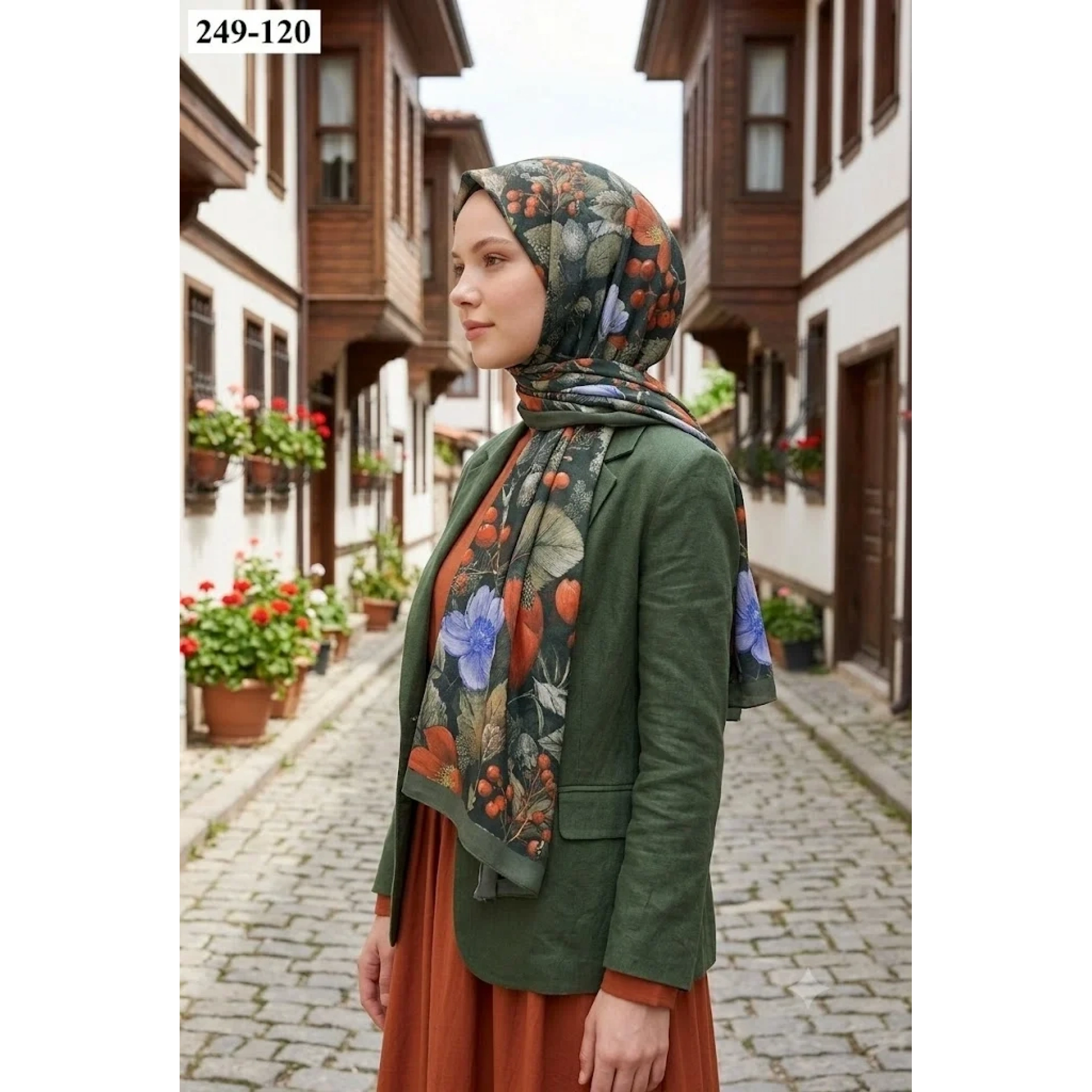 Sharell Fransız İpeği Şal (Haki) 249-120