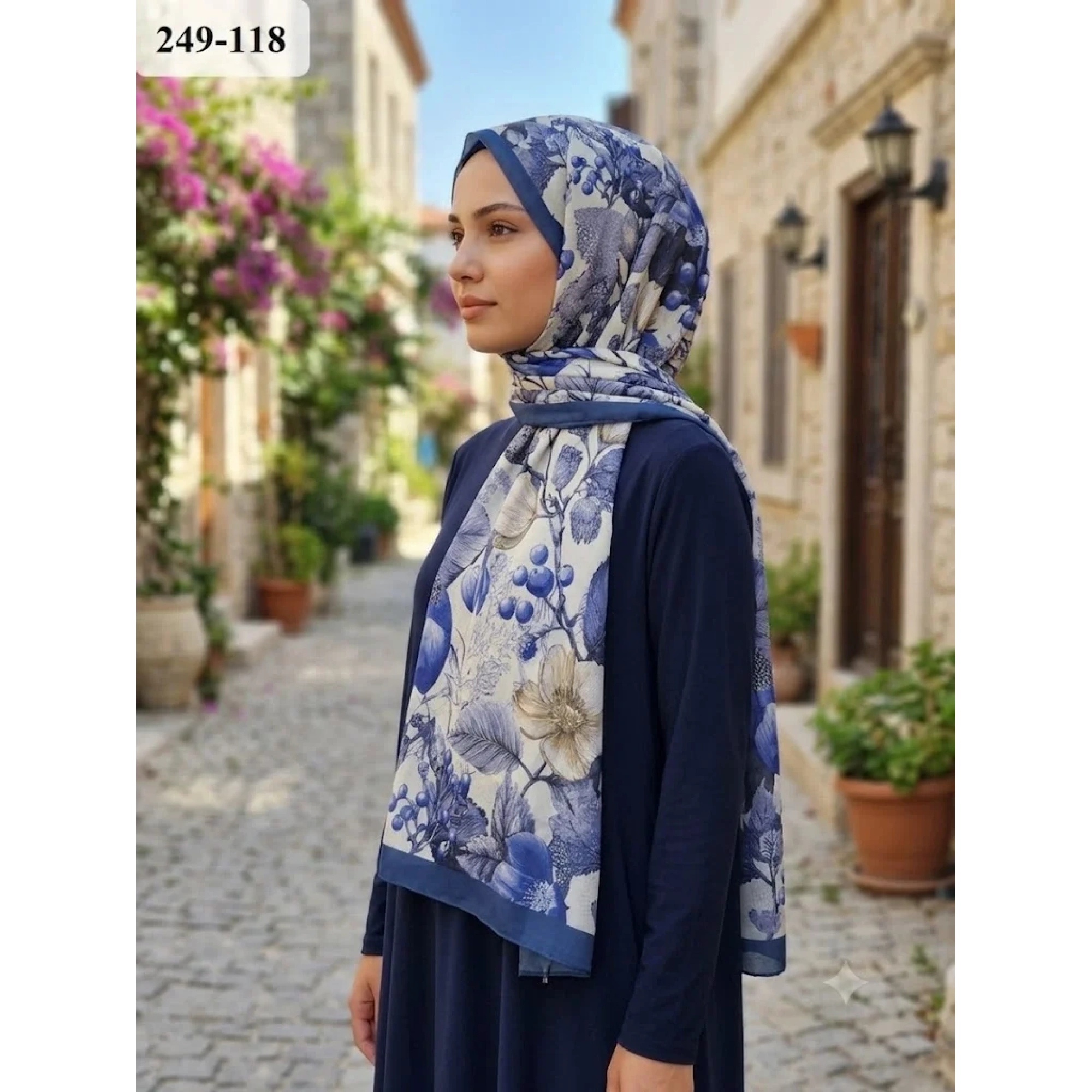 Sharell Fransız İpeği Şal (İndigo) 249-118