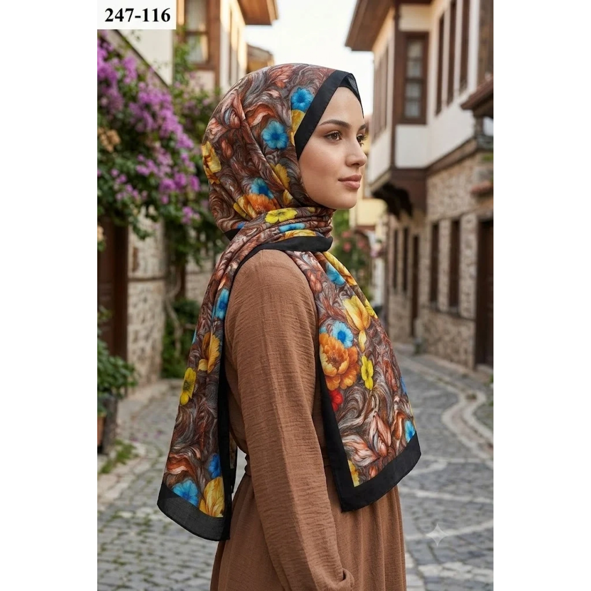 Sharell Fransız İpeği Şal (Kahve) 247-116