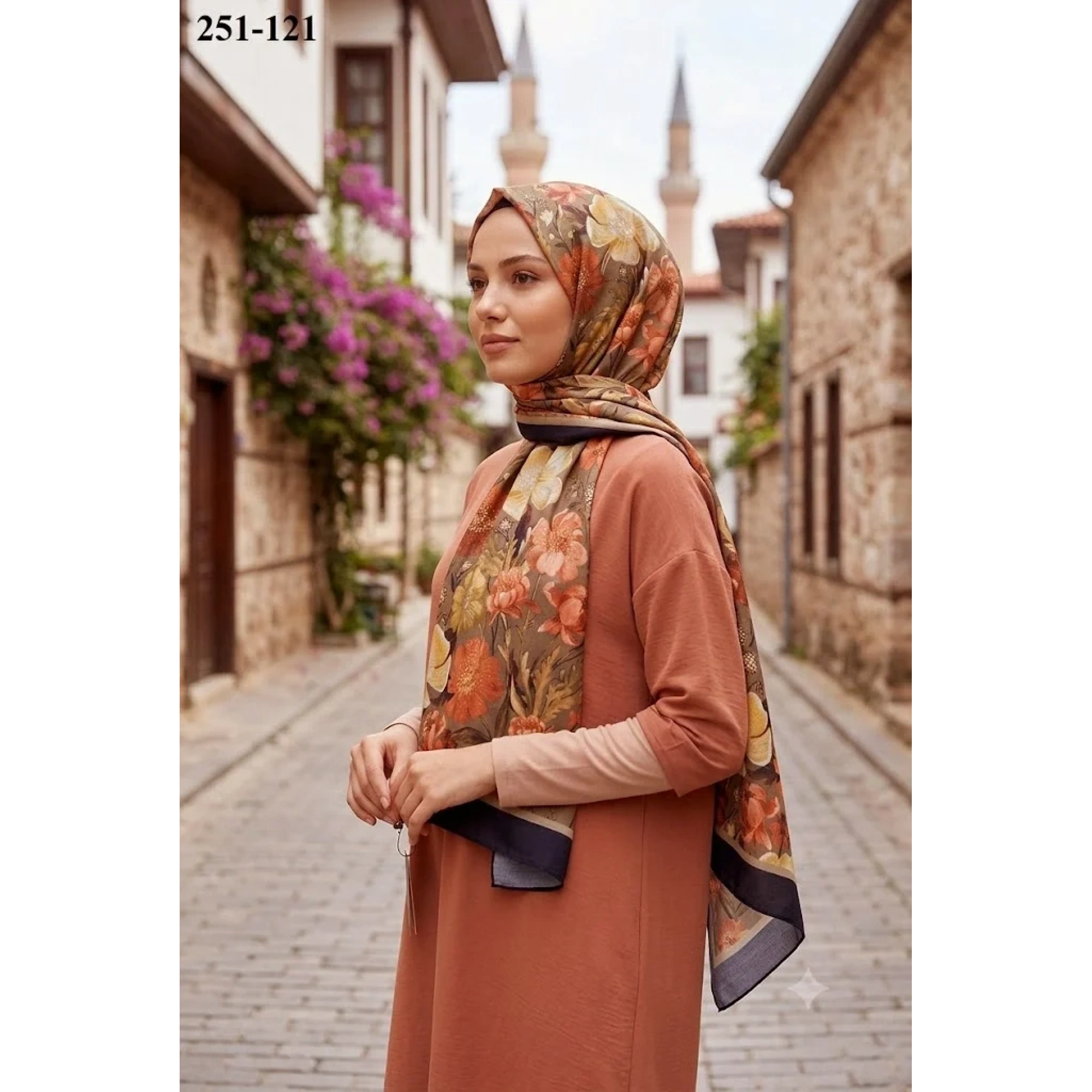 Sharell Fransız İpeği Şal (Kahve) 251-121