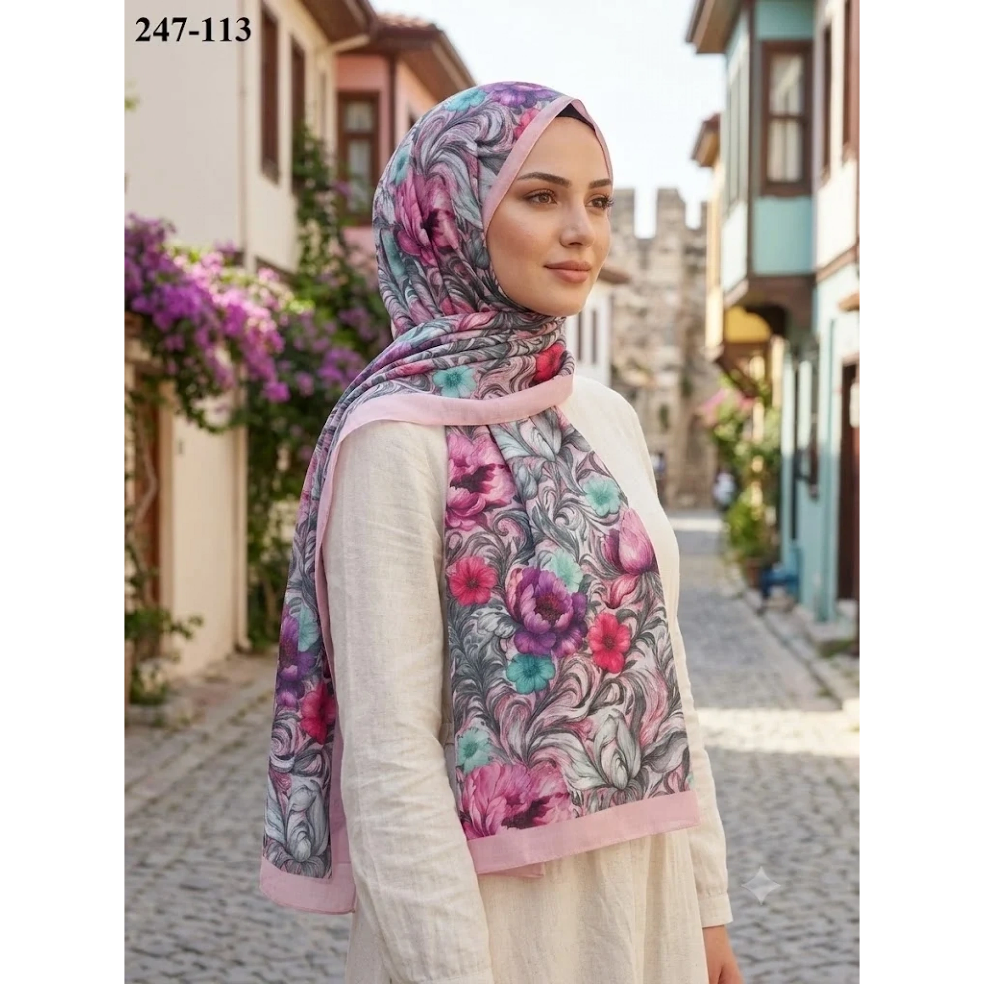 Sharell Fransız İpeği Şal (Pudra) 247-113