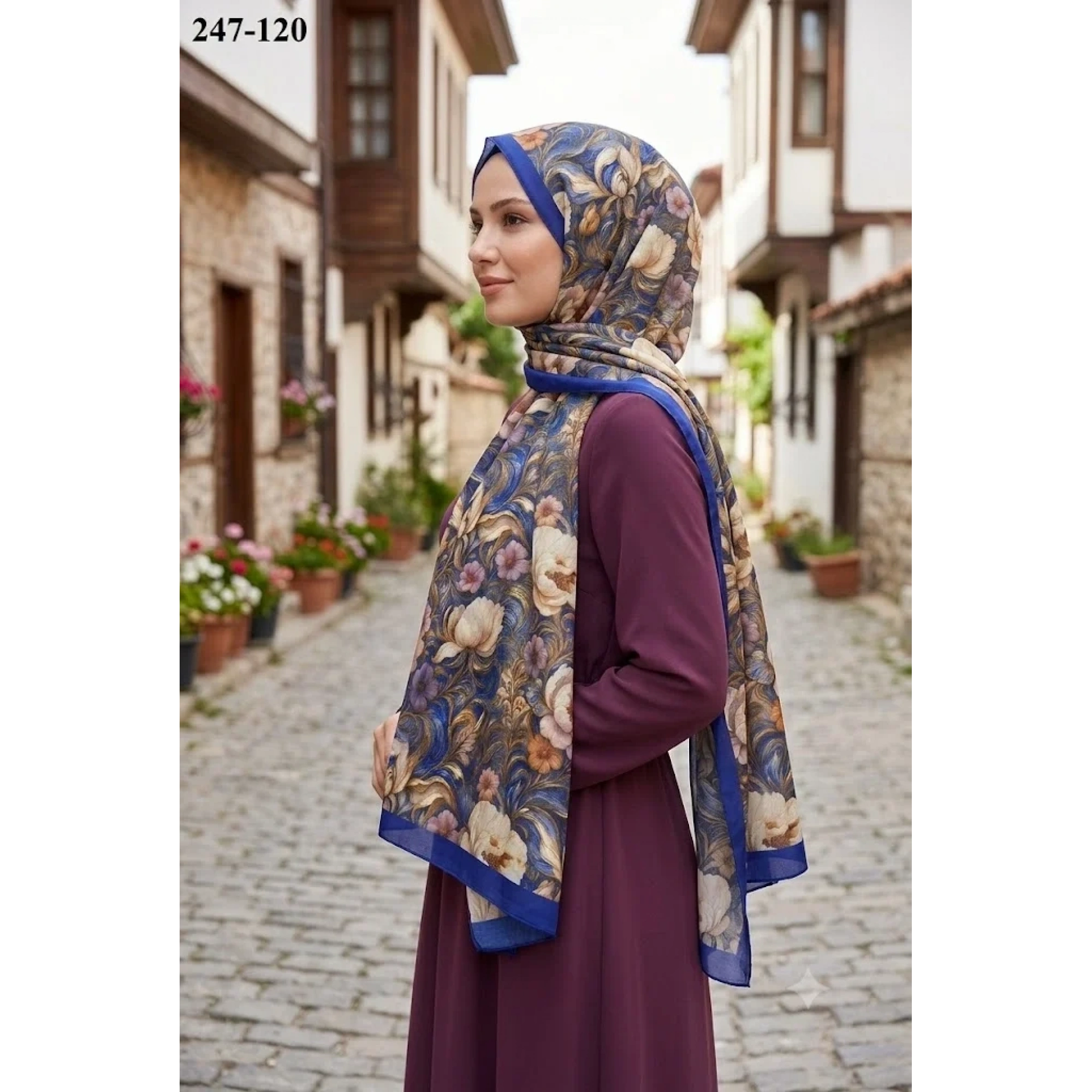 Sharell Fransız İpeği Şal (Saks Mavisi) 247-120