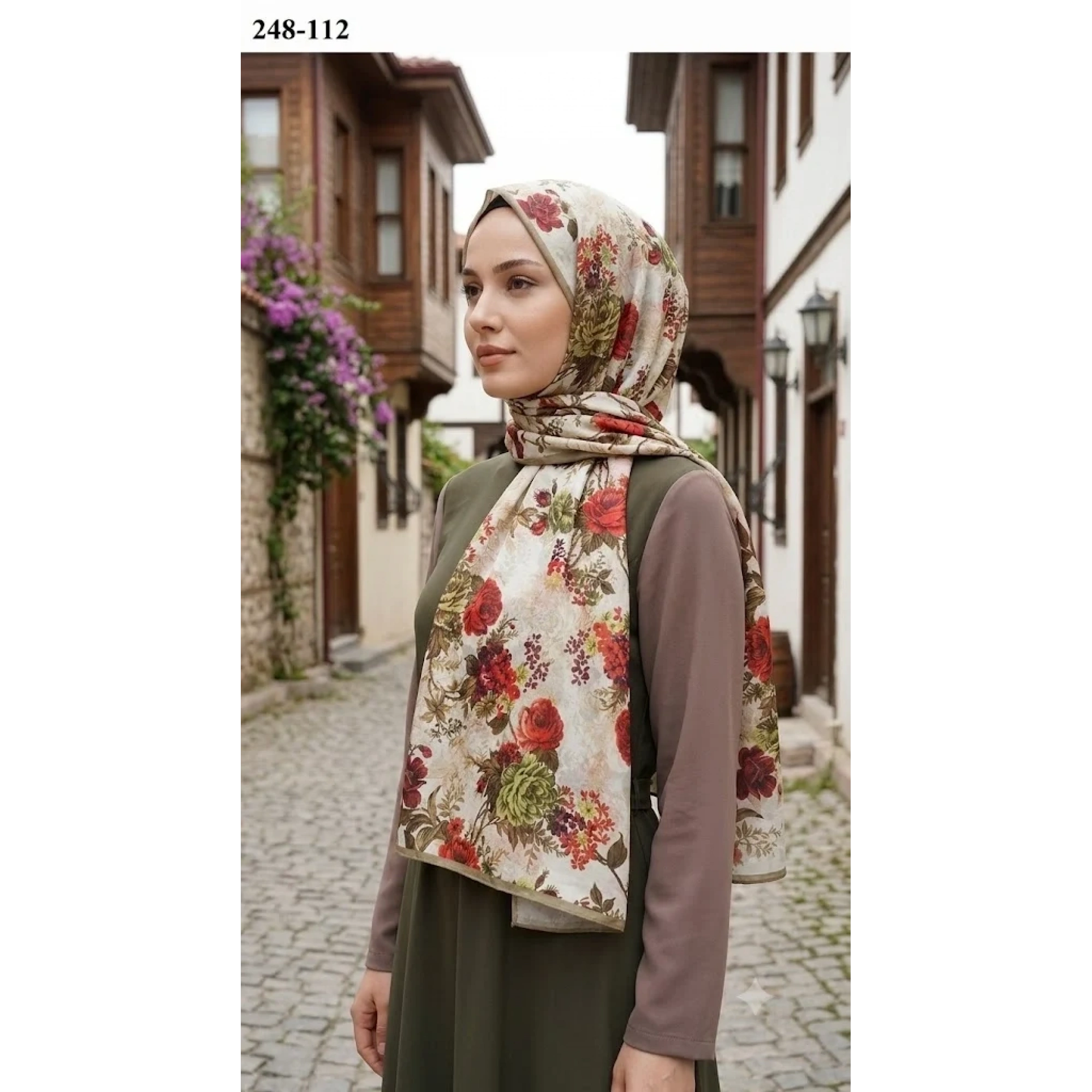 Sharell Fransız İpeği Şal (Yağ Yeşili) 248-112