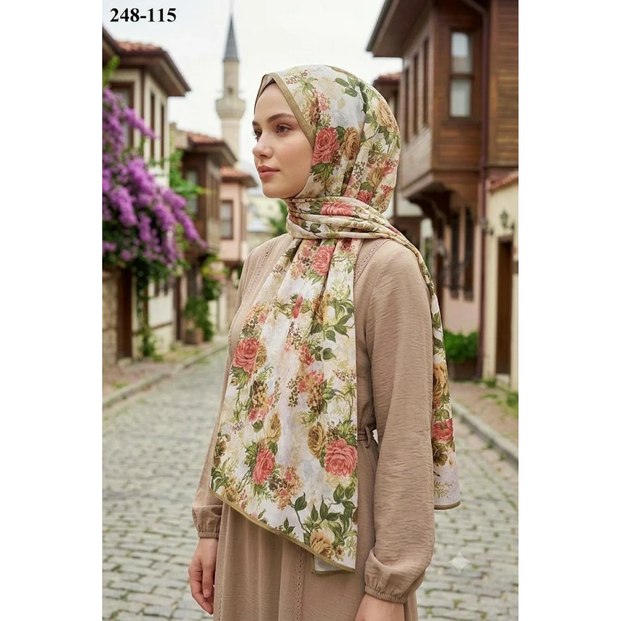Sharell Fransız İpeği Şal (Yağ Yeşili) 248-115