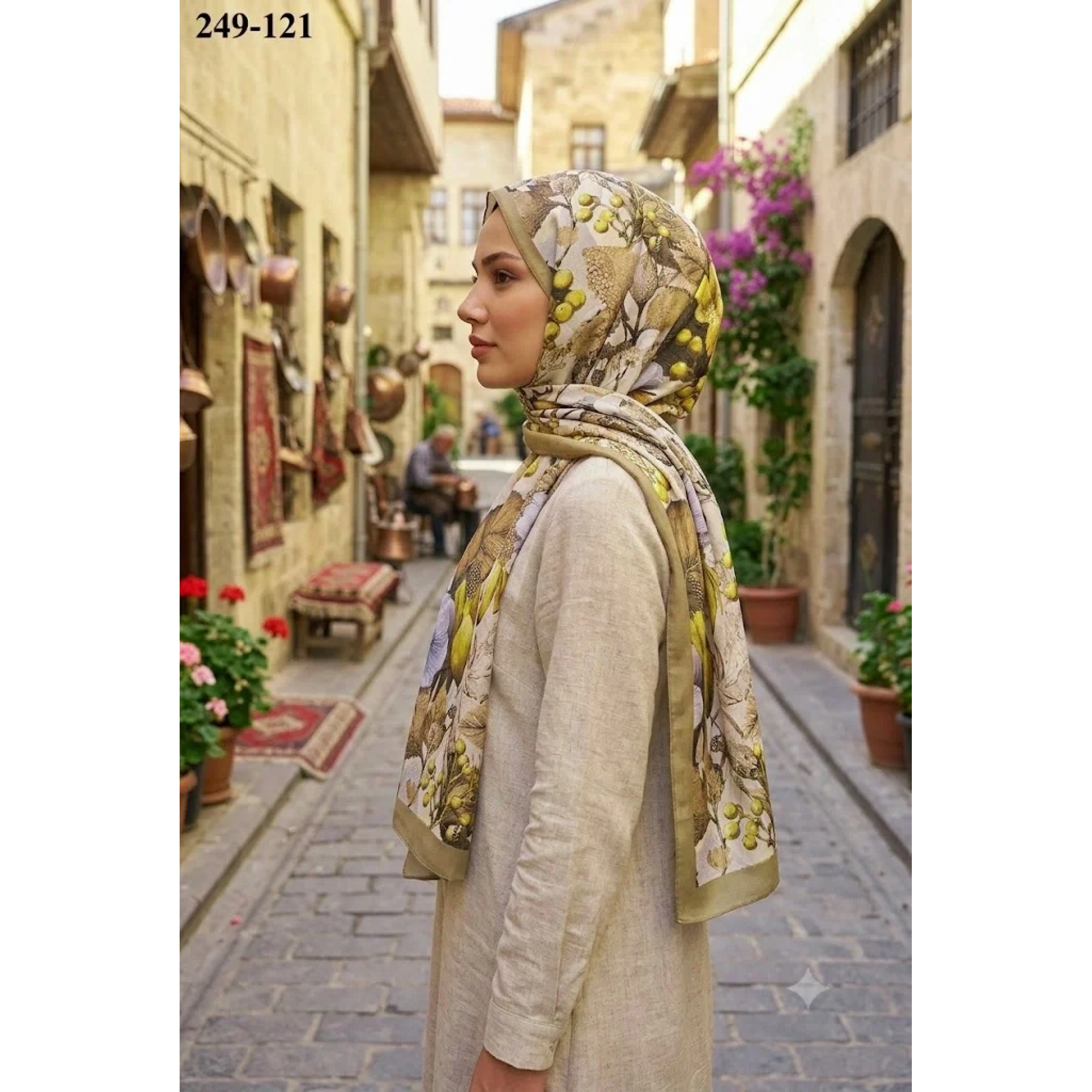Sharell Fransız İpeği Şal (Yağ Yeşili) 249-121
