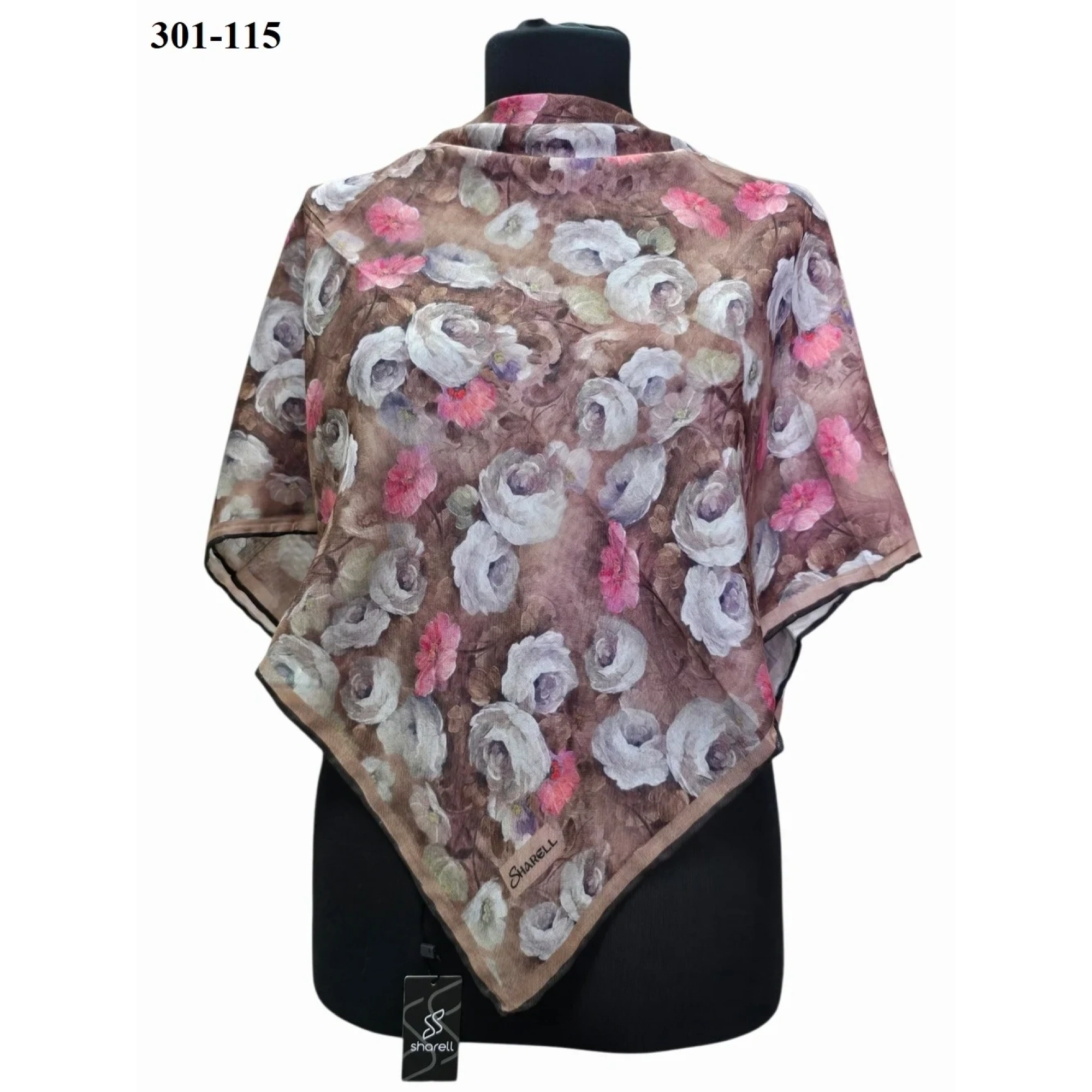 Sharell Gül Desenli Soft Pamuk Eşarp 301-115