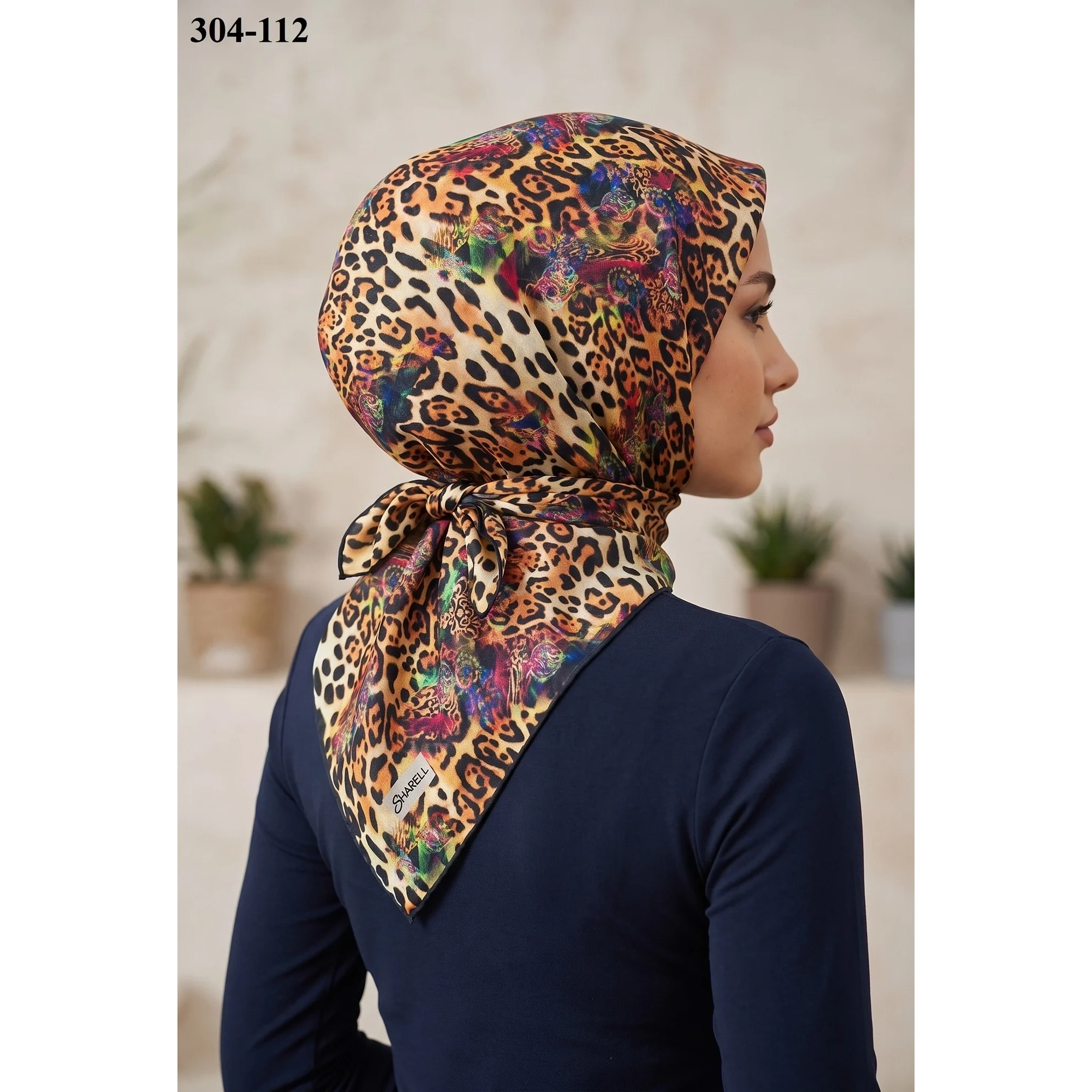 Sharell Leopar Desenli Soft Pamuk Eşarp 304-112
